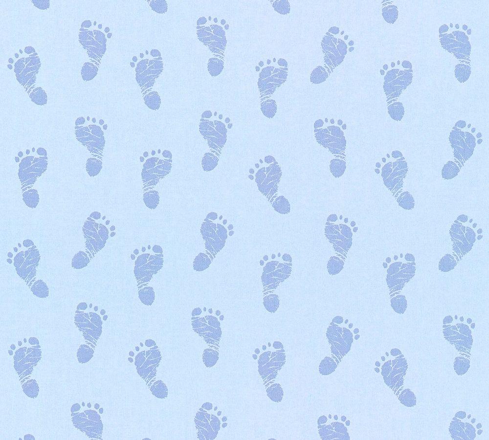 1000x900 Wallpaper Kids Baby Footprint Light Blue Metallic 35863 2