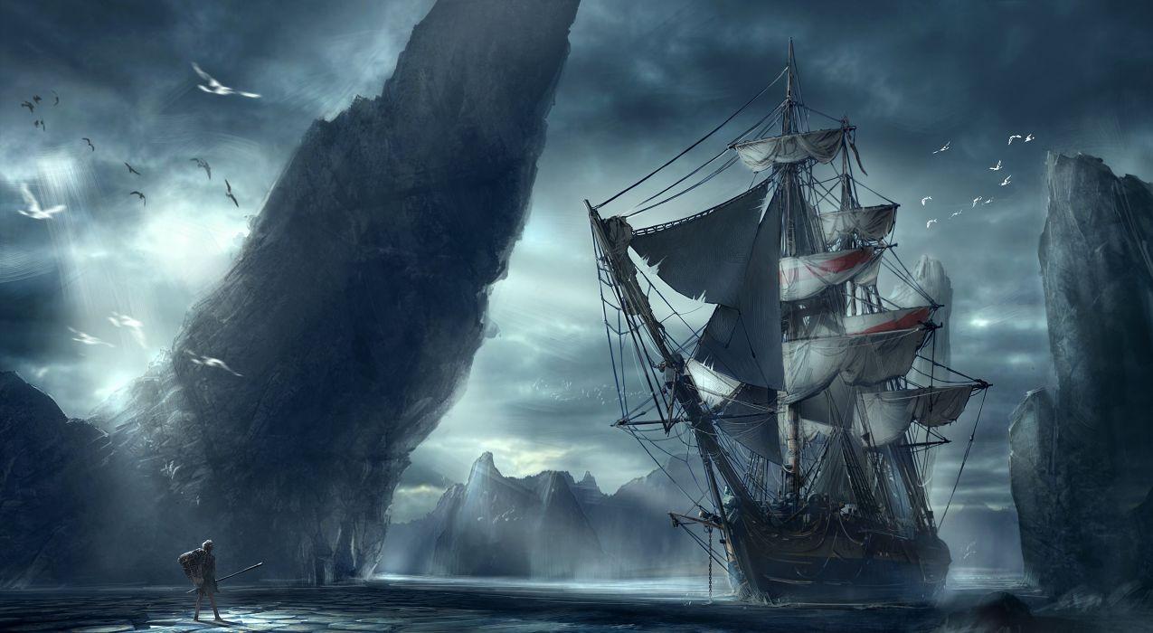 1275x700 Fantasy ship boat art artwork ocean sea wallpaperx2679
