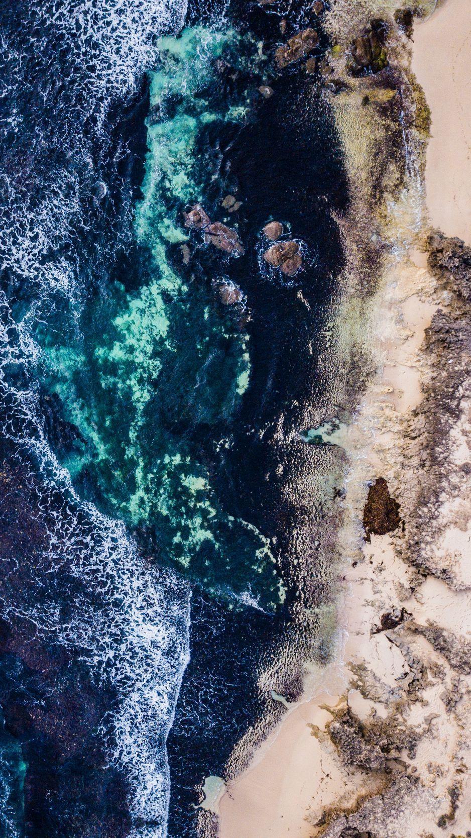 938x1668 Download Wallpaper 938x1668 Sea, Surf, Shore, View From Above, Prevelly, Western Australia Iphone 8 7 6s 6 For Parallax HD Background
