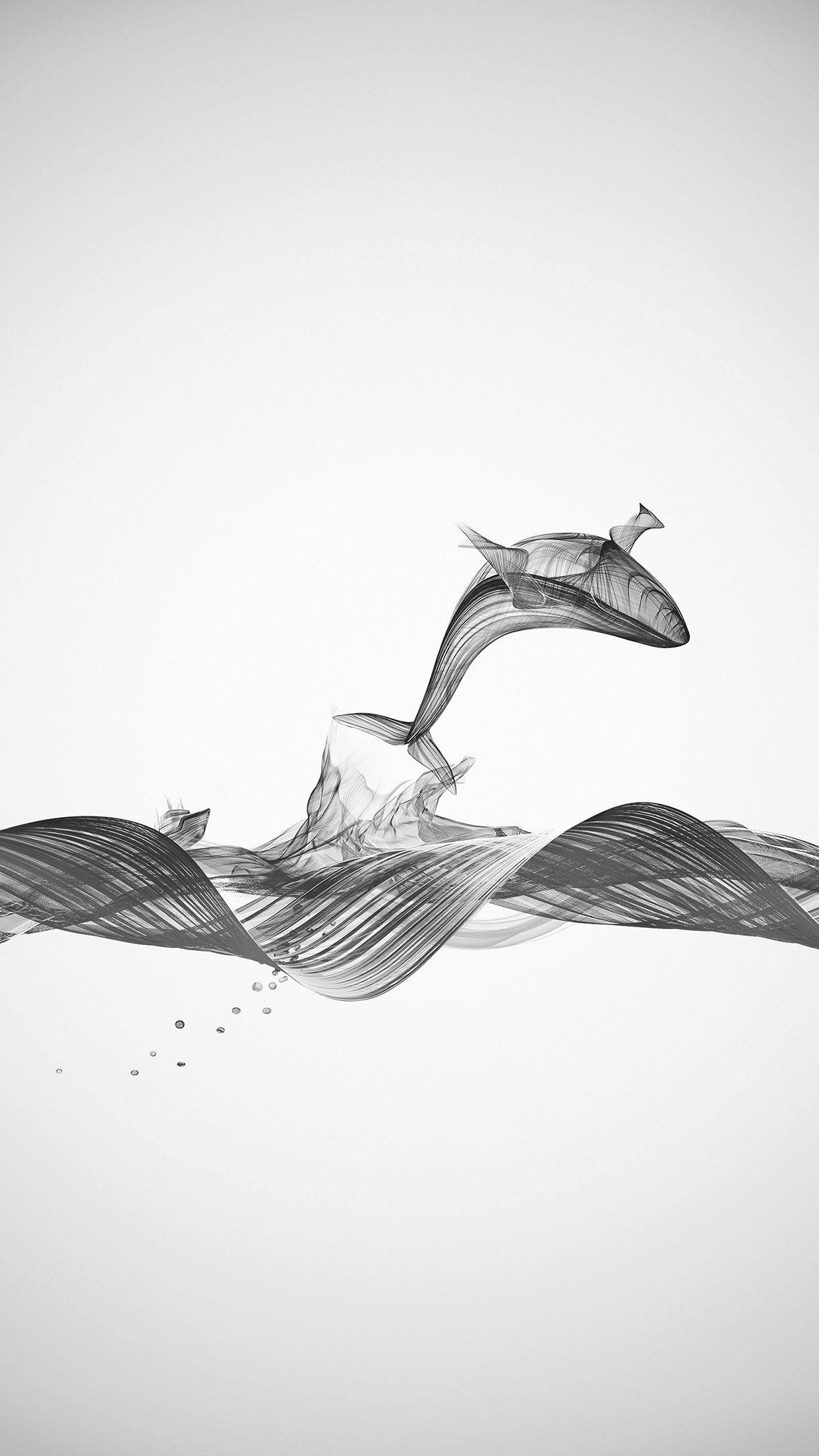 1242x2208 Fishing Boat Whale Wave Line Art Illustration Animal Bw Wallpaper