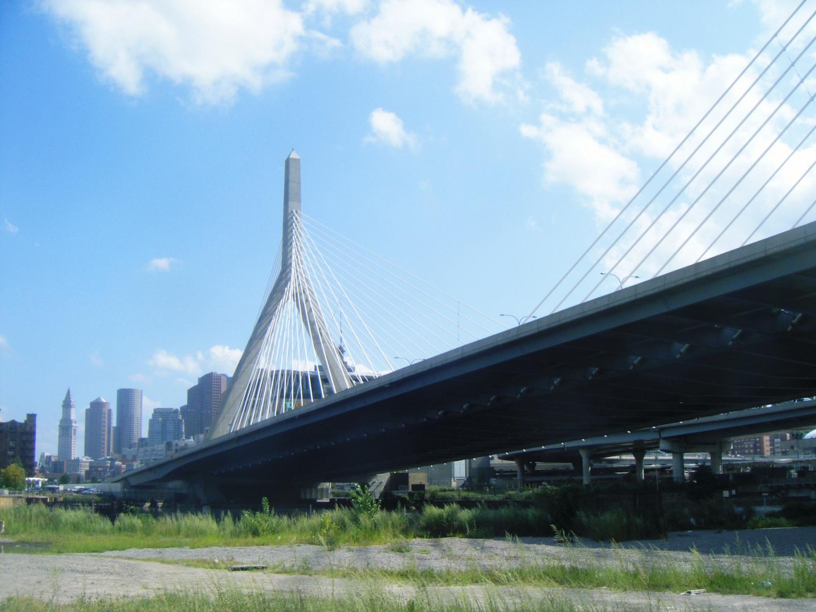 1600x1200 Bridgehunter.com. Leonard P. Zakim Bunker Hill Memorial Bridge
