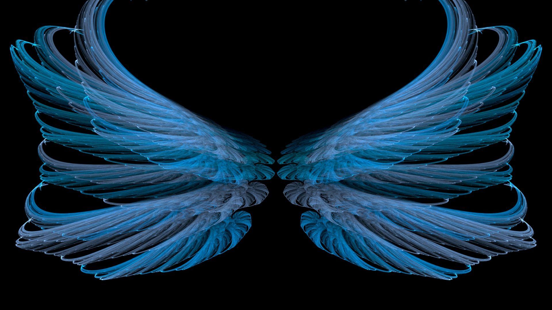 1920x1080 Download Wallpaper 1920x1080 blue, black, wings, white, bright Full HD 1080p HD Background