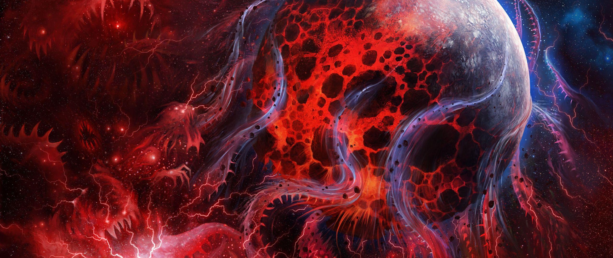 2560x1080 Hd Background Space Art Abstract Design Red Planet Gods Wow Art Wallpaper & Background Download