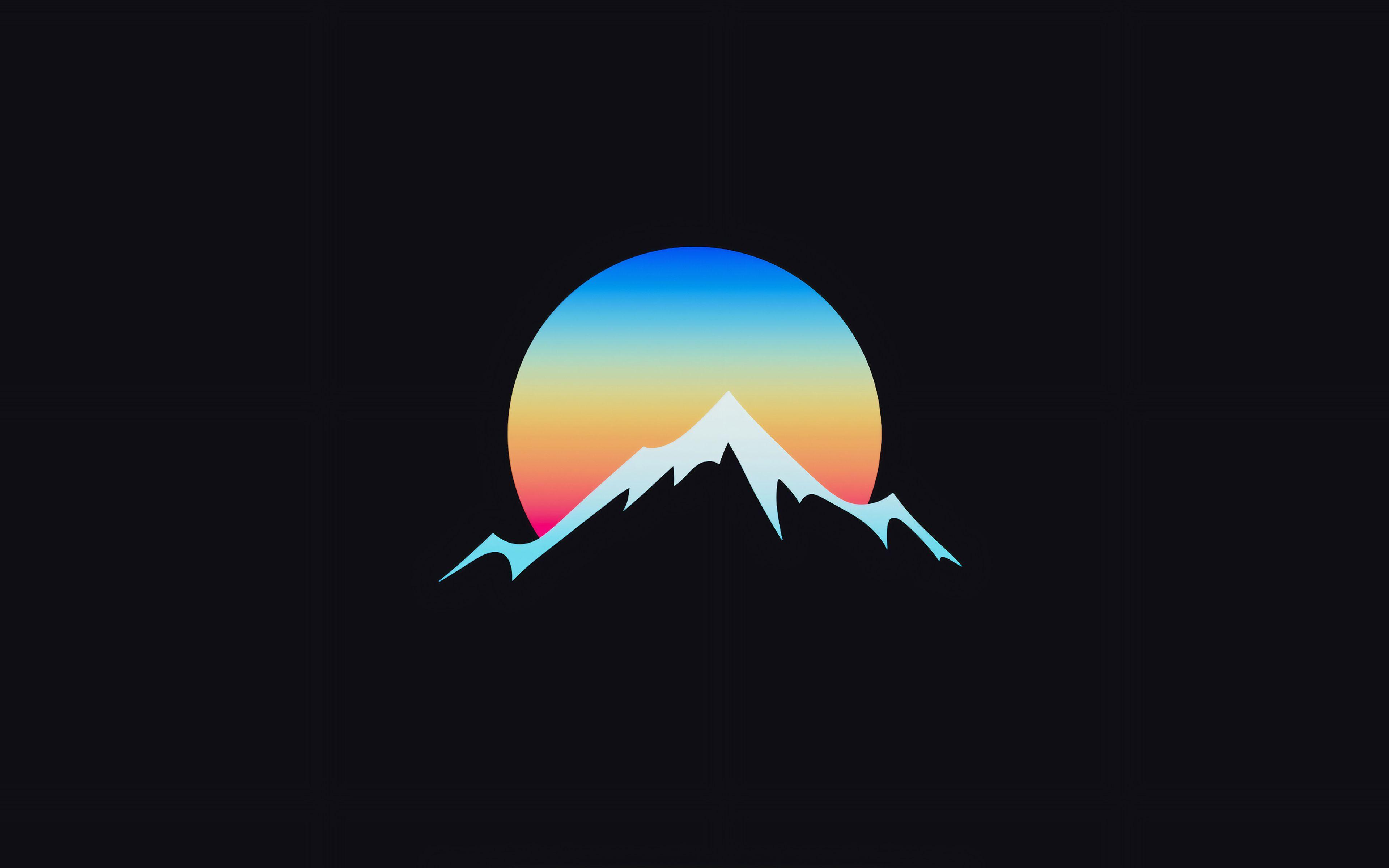 3840x2400 Download wallpaper moon behind mountains, 4k, creative, minimalism landscapes, mountains, moon, minimal for desktop with resolution 3840x2400. High Quality HD picture wallpaper