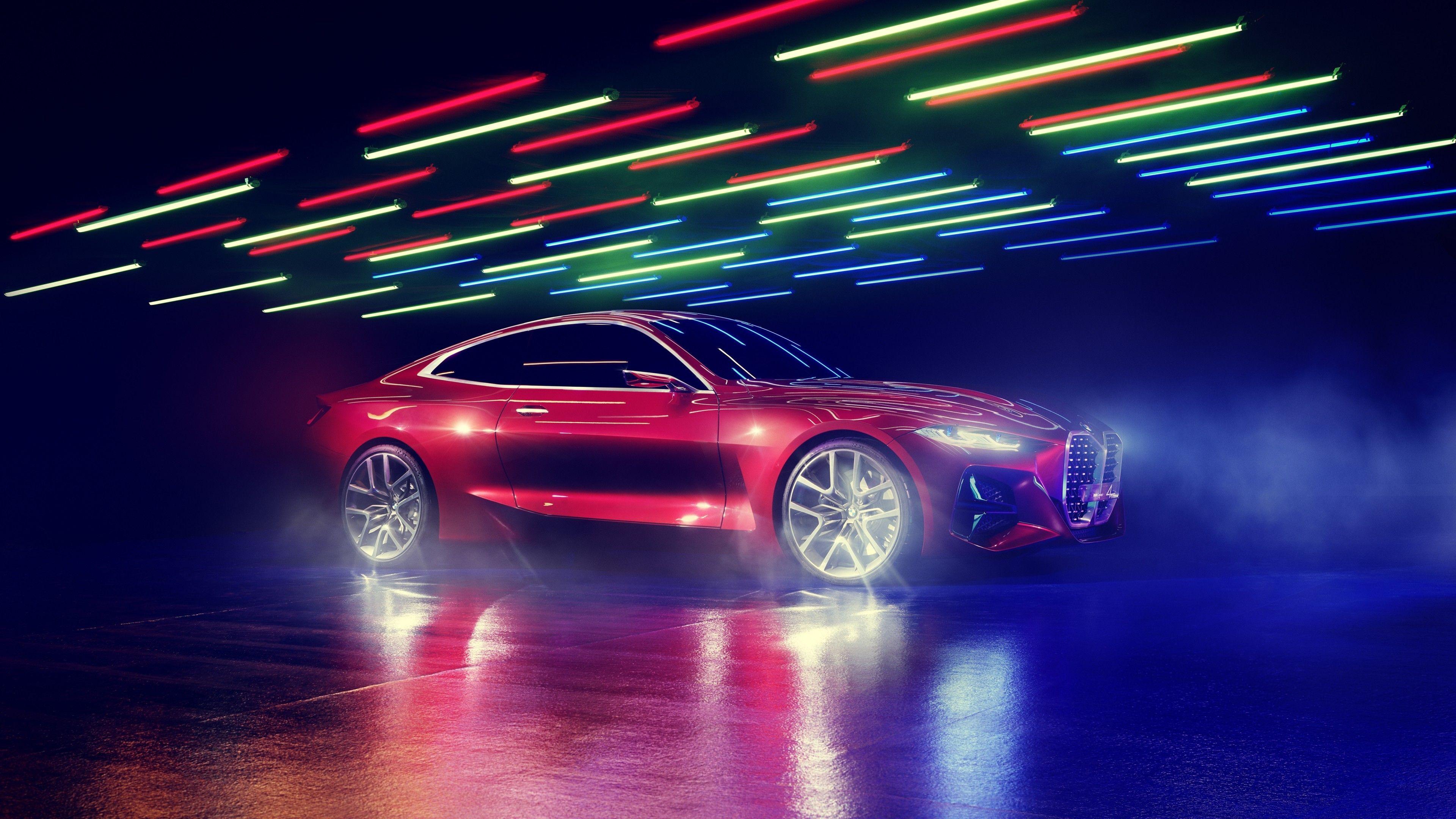 3840x2160 Download 3840x2160 Bmw Concept Red, Side View, Lights Wallpaper for UHD TV