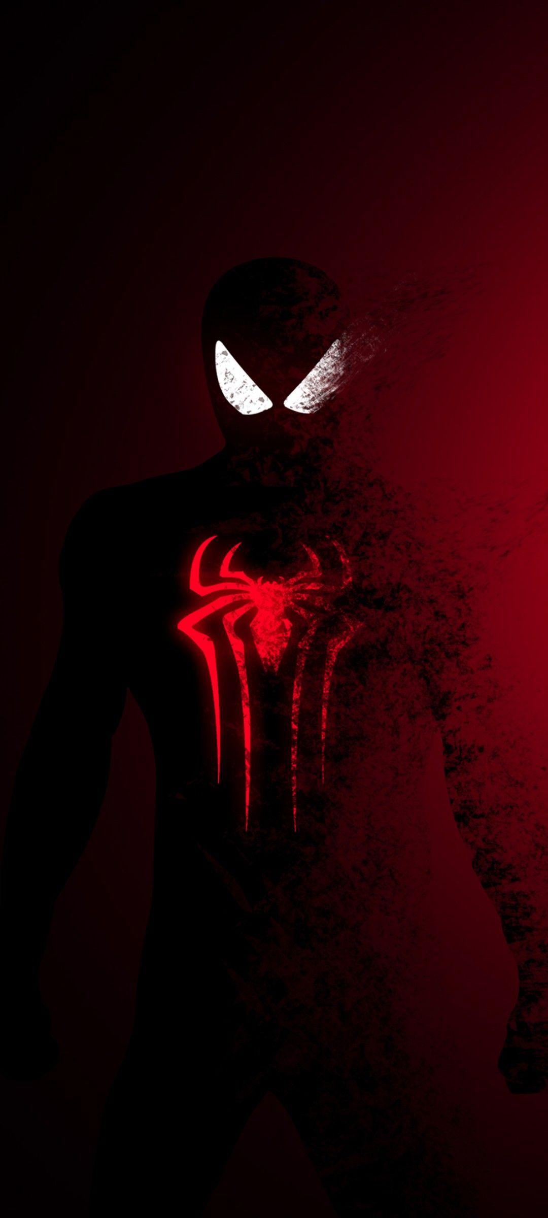 1080x2400 Spider Man 4K Wallpaper, Dark, Red, Minimal, Graphics CGI