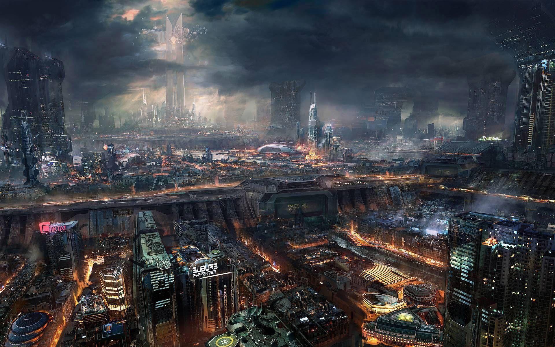 1920x1200 Cyberpunk city Wallpaper. Futuristic city, Cyberpunk city, Cyberpunk art