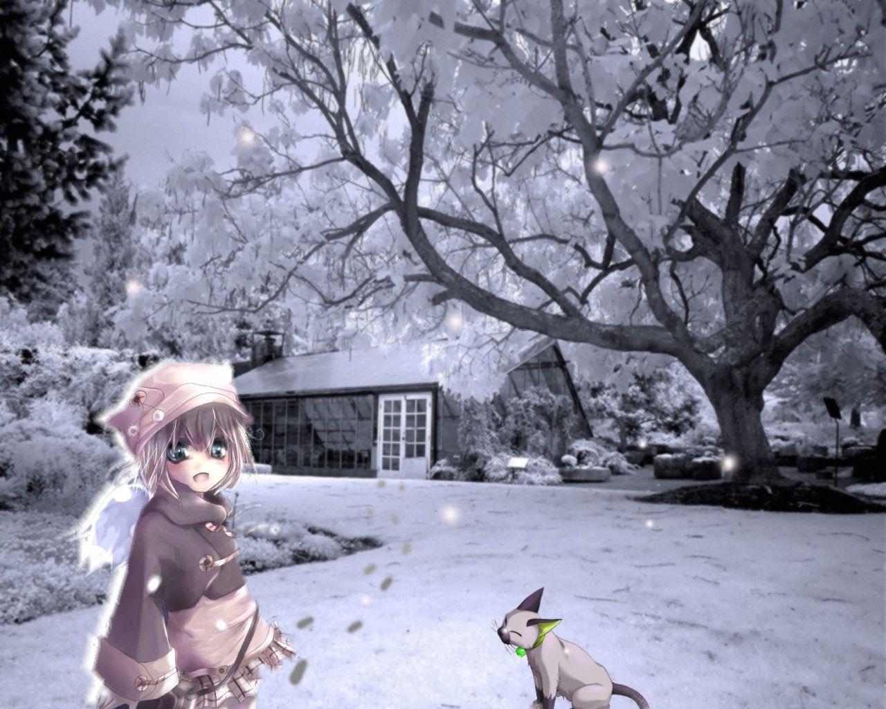 1280x1024 Anime Wallpaper: Nostalgic Winter