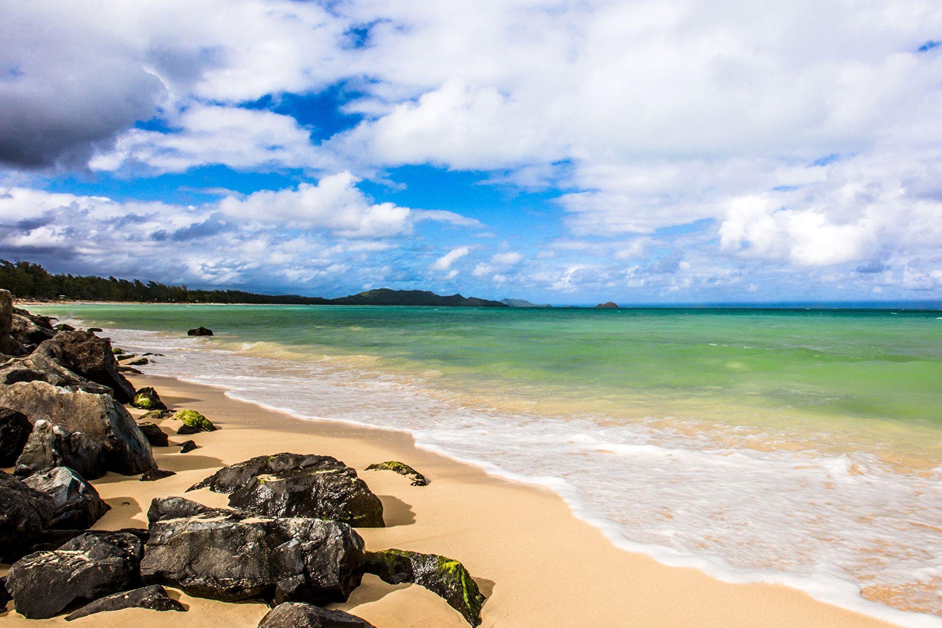 1920x1280 Photos Hawaii beaches Ocean Nature Coast stone Clouds 1920x1280