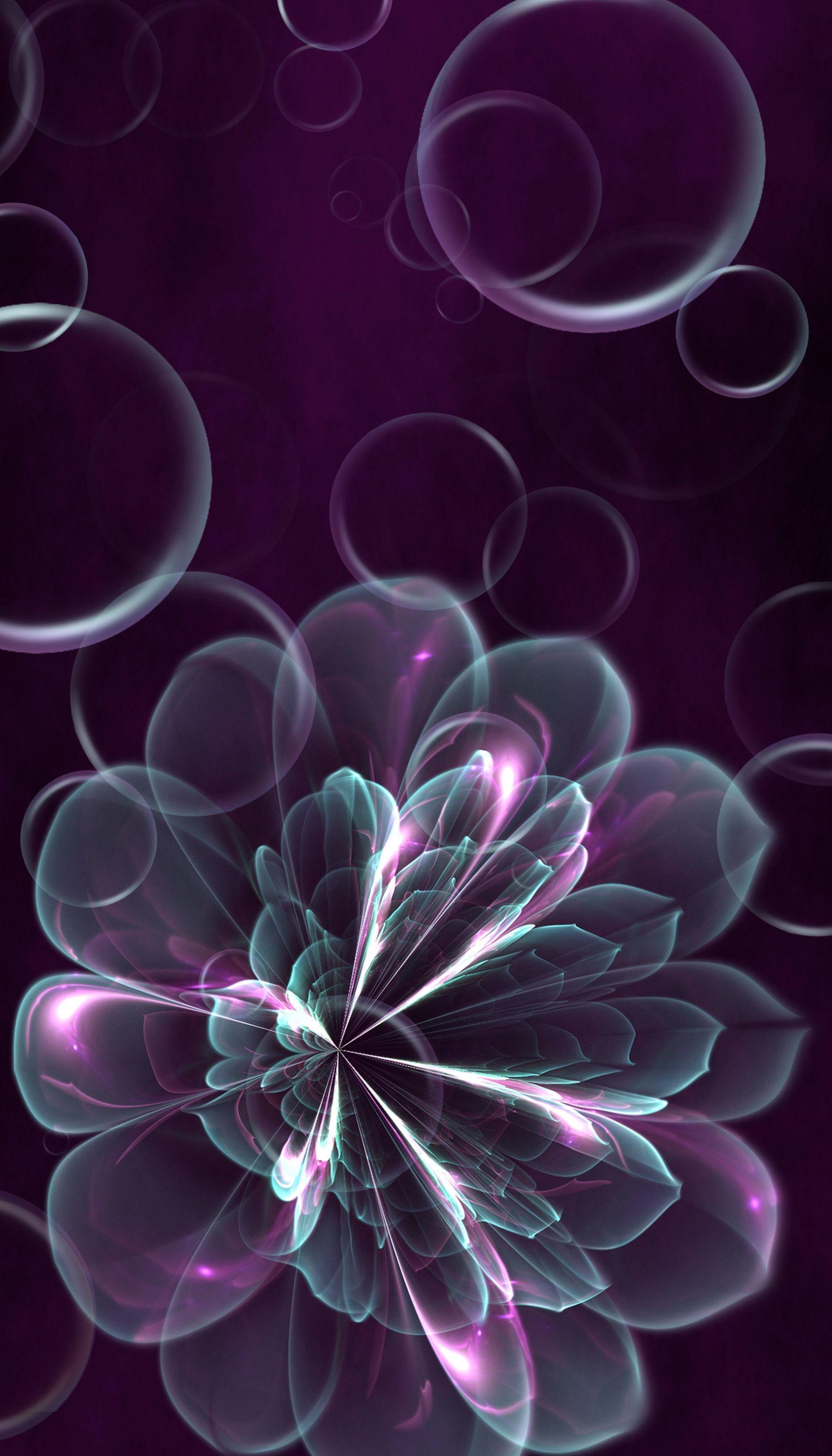1941x3397 Transparent Delicate #fractal #flower With Violet, Green And Bubbles, IPhone 1089*1920 (9 16) #fractalflow. Fractal Art, Phone Background Wallpaper, Art Wallpaper
