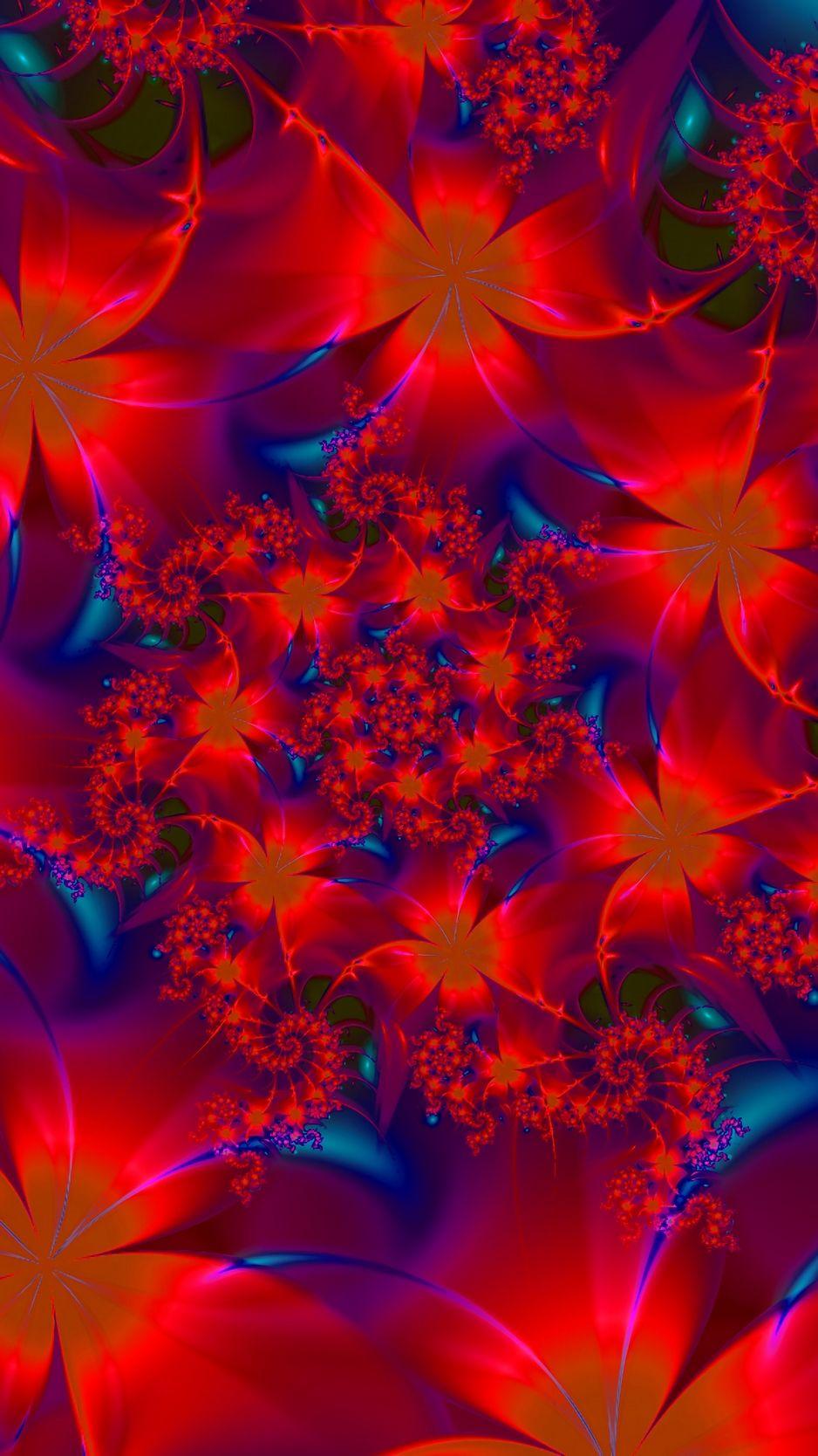 938x1668 Wallpaper Fractal, Patterns, Flowers, Glitter Glitter Wallpaper Of Flowers Wallpaper & Background Download