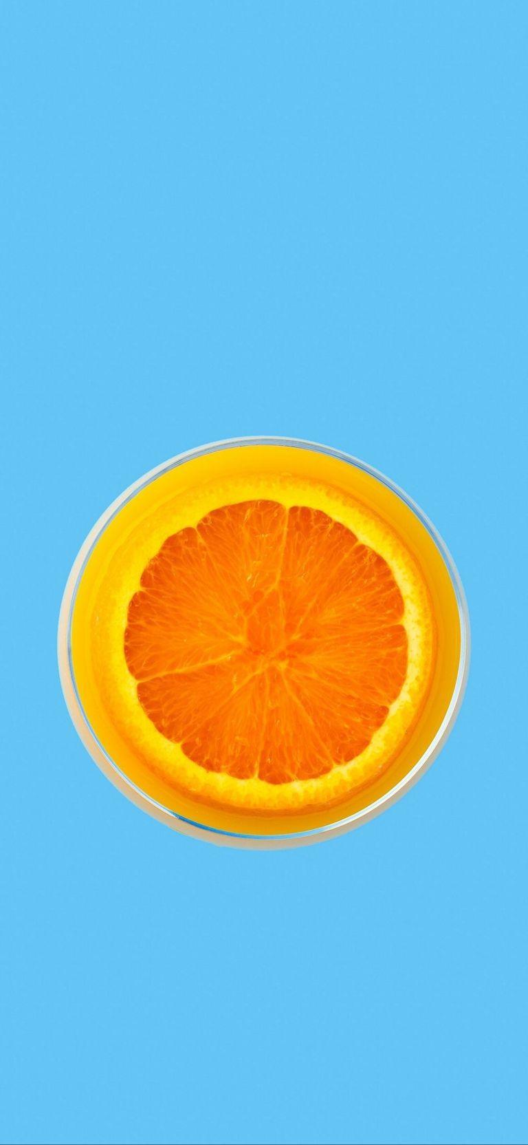 768x1664 Orange Fruit Blue Background Minimal iPhone Wallpaper ⋆ Traxzee