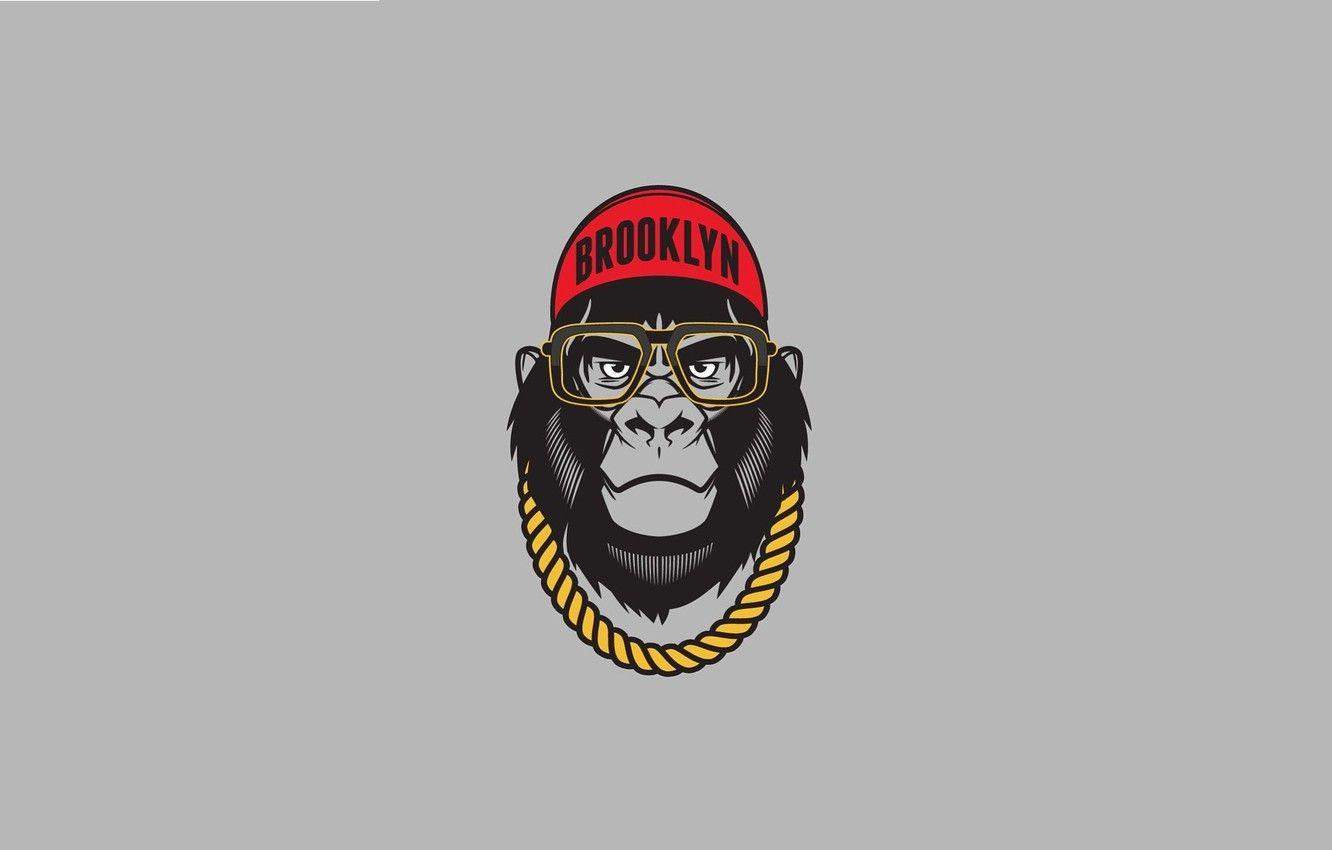 1332x850 Wallpaper Minimalism, Humor, Glasses, Chain, Art, Art, Brooklyn, Cap, Minimalism, Chain, Sunglasses, Gorilla, Humor, Gorilla, Caps, Old Dirty Dermot image for desktop, section минимализм