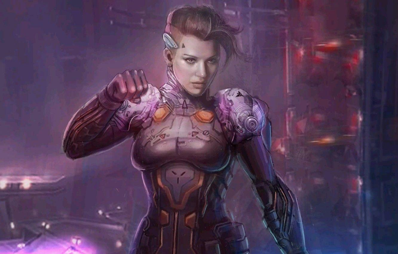 1332x850 Wallpaper girl, space, future, art, future, space, art, Shin500 image for desktop, section фантастика