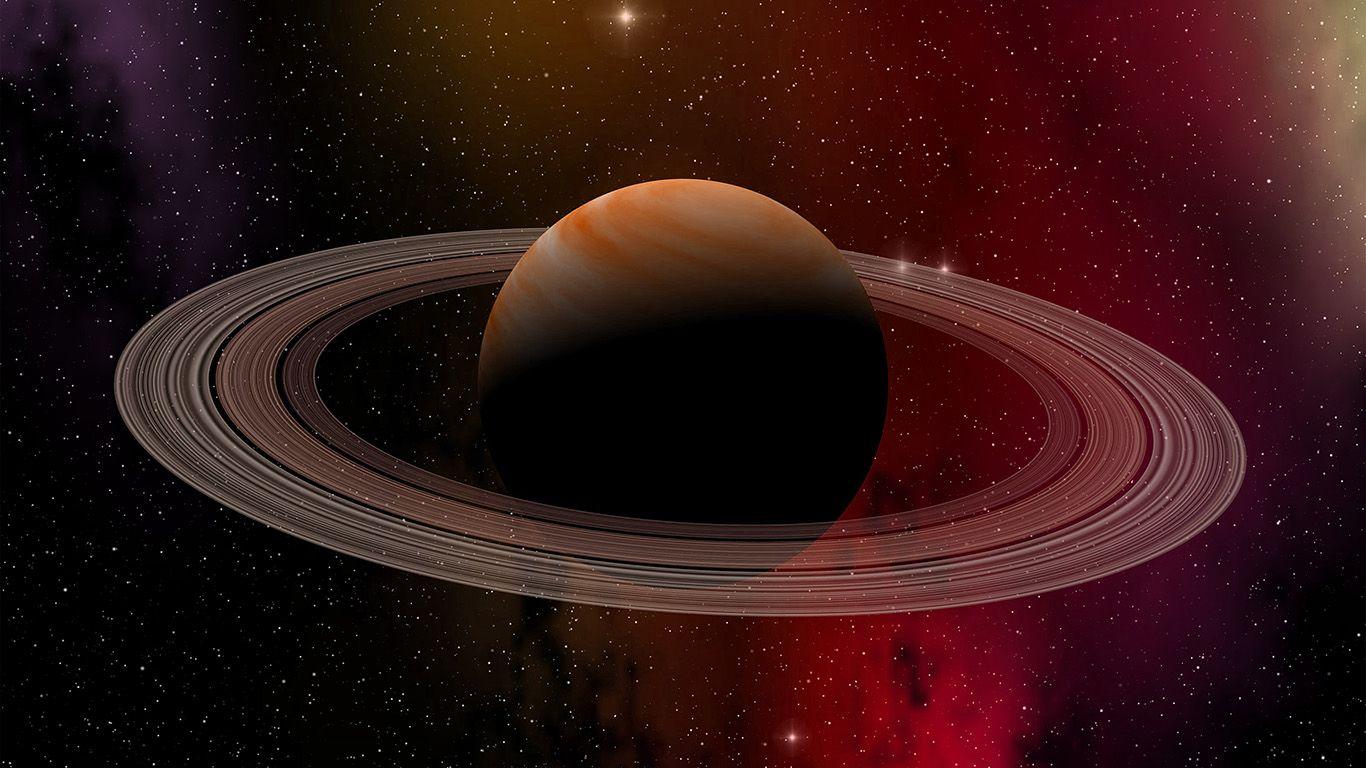 1366x768 Space Planet Saturn Star Art Illustration Red Wallpaper