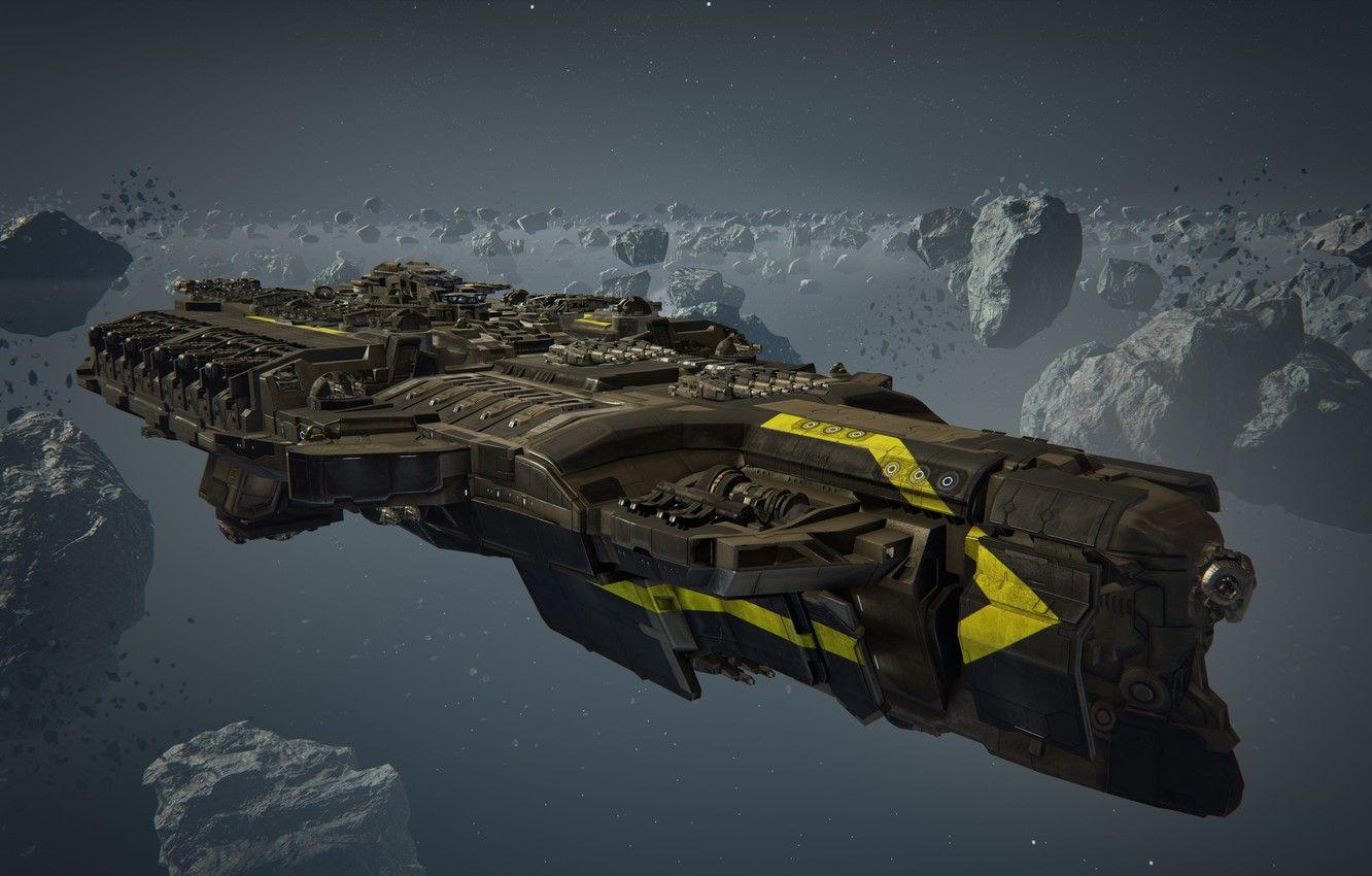 1332x850 Wallpaper space, yellow, stones, fiction, ship, game, meteorites, meteors, Dreadnought, military, game wallpaper, warship, the rings of Saturn, Rings of Saturn image for desktop, section игры