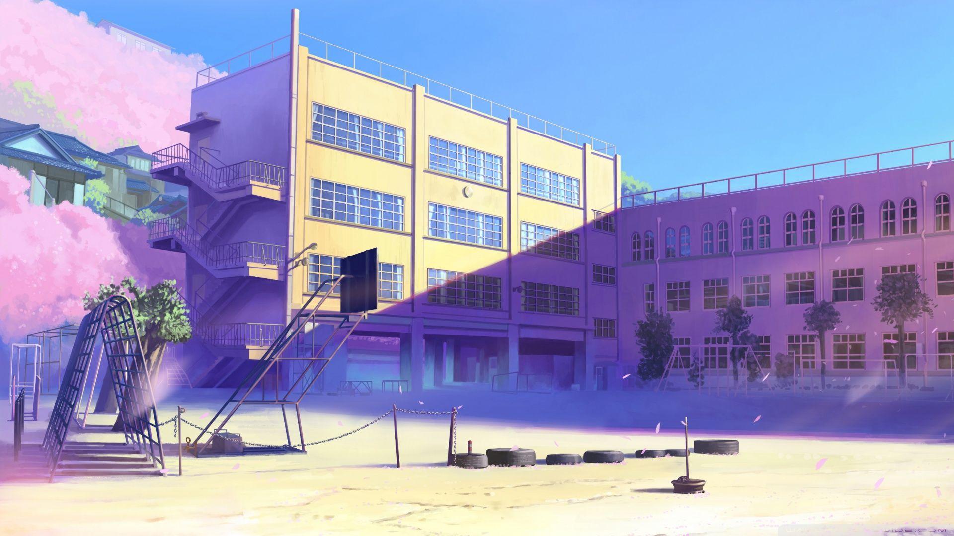 1920x1080 Anime Background School Lockers