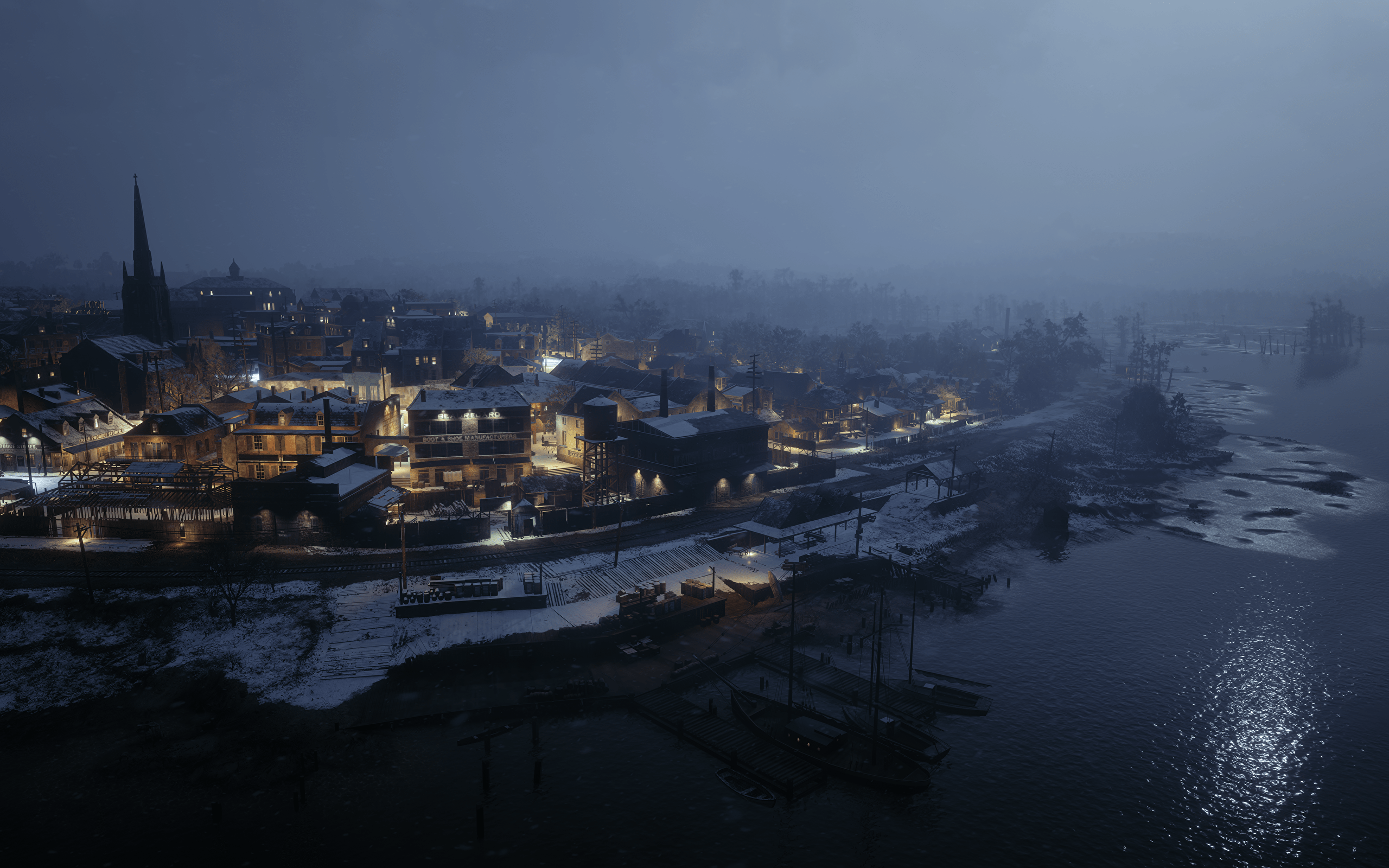 2560x1600 Snowy Town by Berduu (Red Dead Redemption 2) [3840x2160]