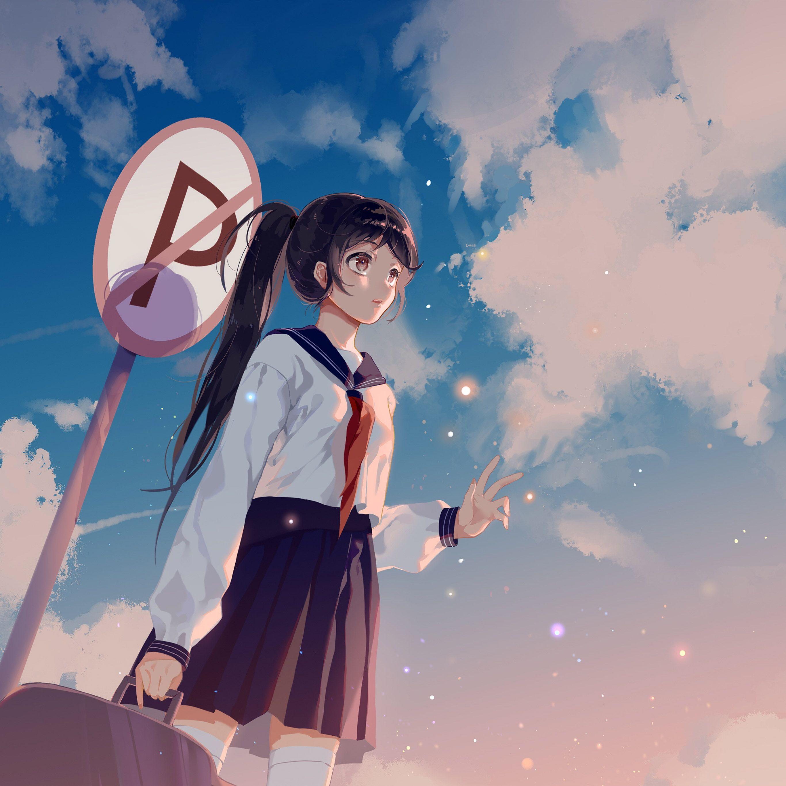 2732x2732 Anime Girl Wallpaper HD Phone