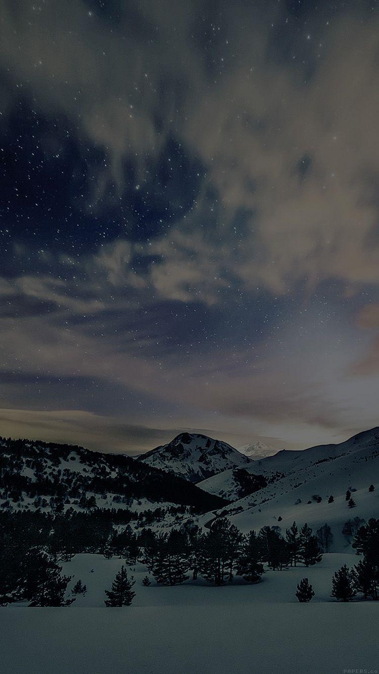 750x1334 iPhone7papers star sky snow dark night mountain winter nature
