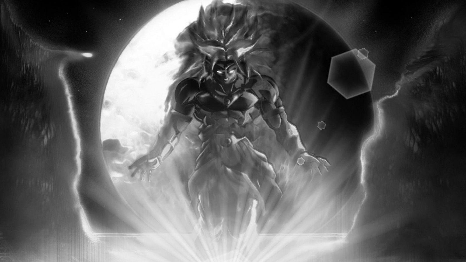 1600x900 monochrome, Dragon Ball Z, Broly, darkness, screenshot, computer wallpaper, black and white, monochrome photography, fictional character, fractal art