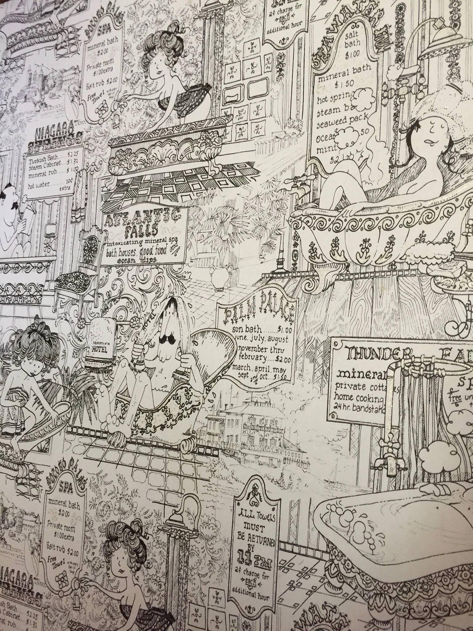 1536x2048 Cartoon bath house vintage wallpaper. Vintage wallpaper, Vintage world maps, Wallpaper vintage