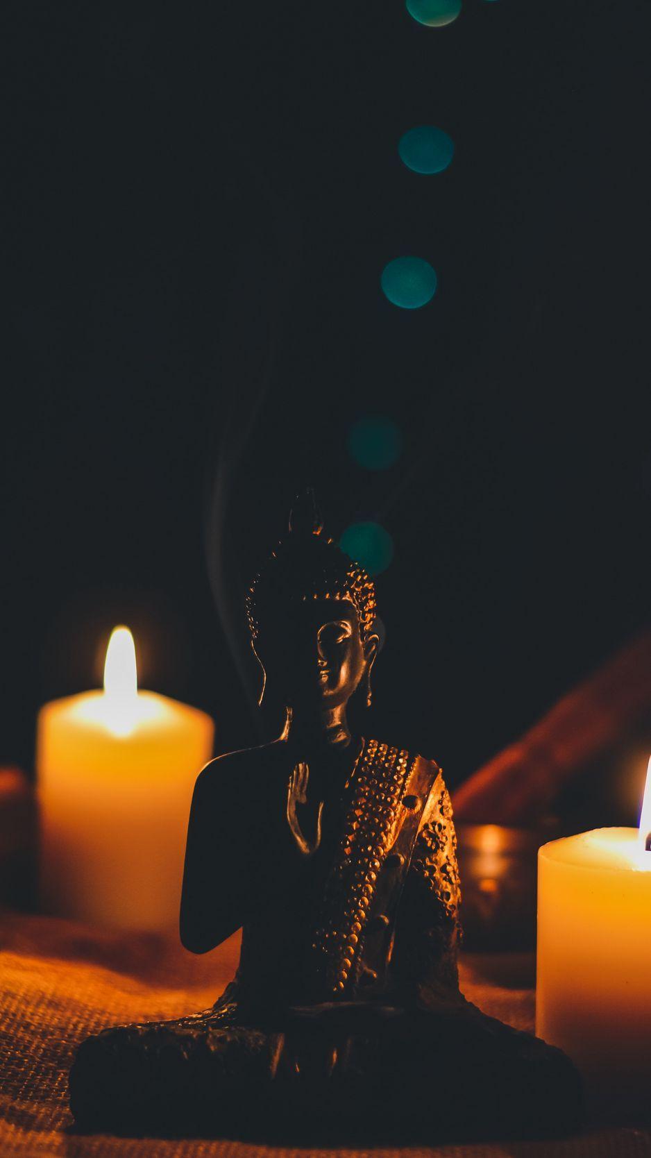 938x1668 Download Wallpaper 938x1668 Buddha, Figurine, Candles, Buddhism, Harmony Iphone 8 7 6s 6 For Parallax HD Background