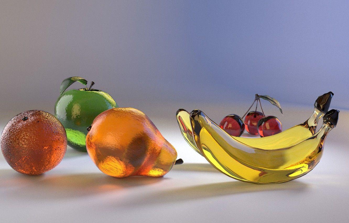 1332x850 Wallpaper glass, apple, Apple, orange, bananas, pear, glass, cherry, orange, banana, pear, cherie image for desktop, section рендеринг