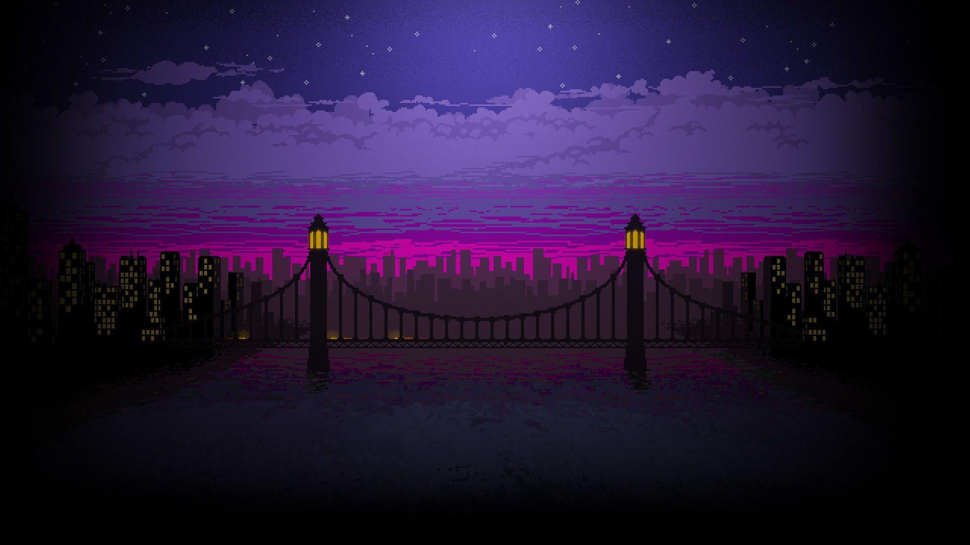 1920x1080 Pixel Art Bridge Night, HD Artist, 4k Wallpaper, Image, Background, Photo and Picture