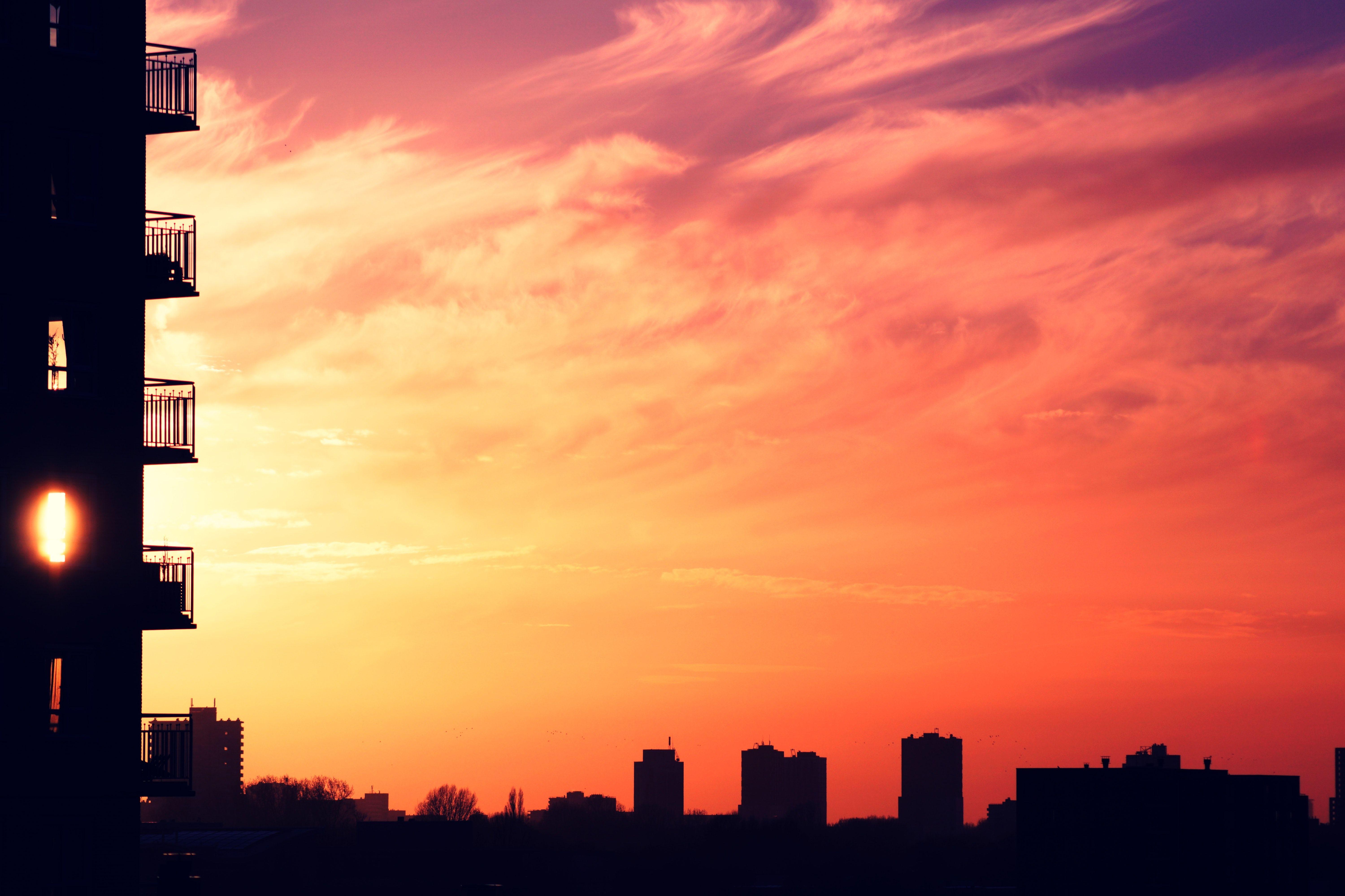 6000x4000 Building With Orange Background Wallpaper · Free