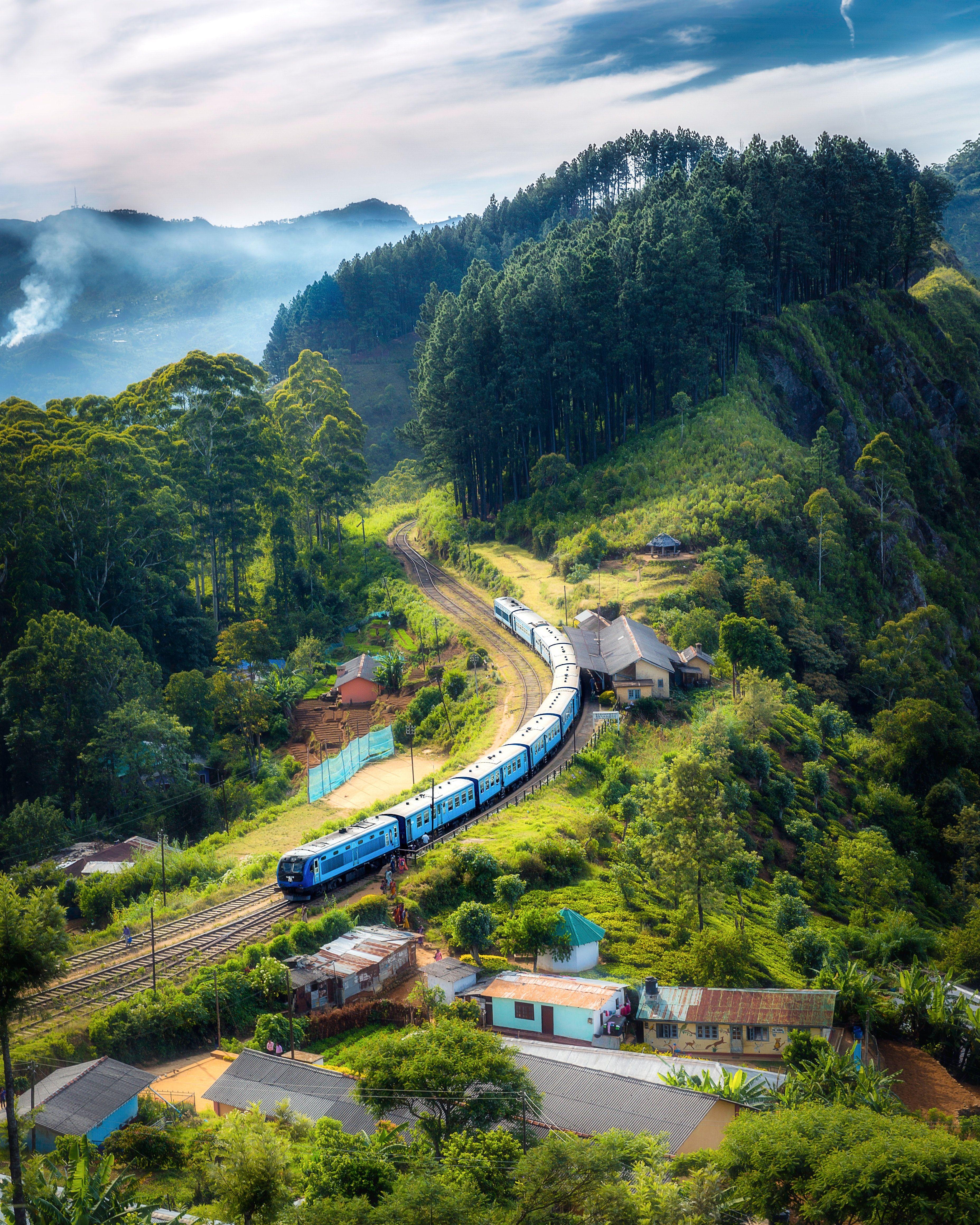 3711x4639 Photo Of Railway On Mountain Near Houses · Free