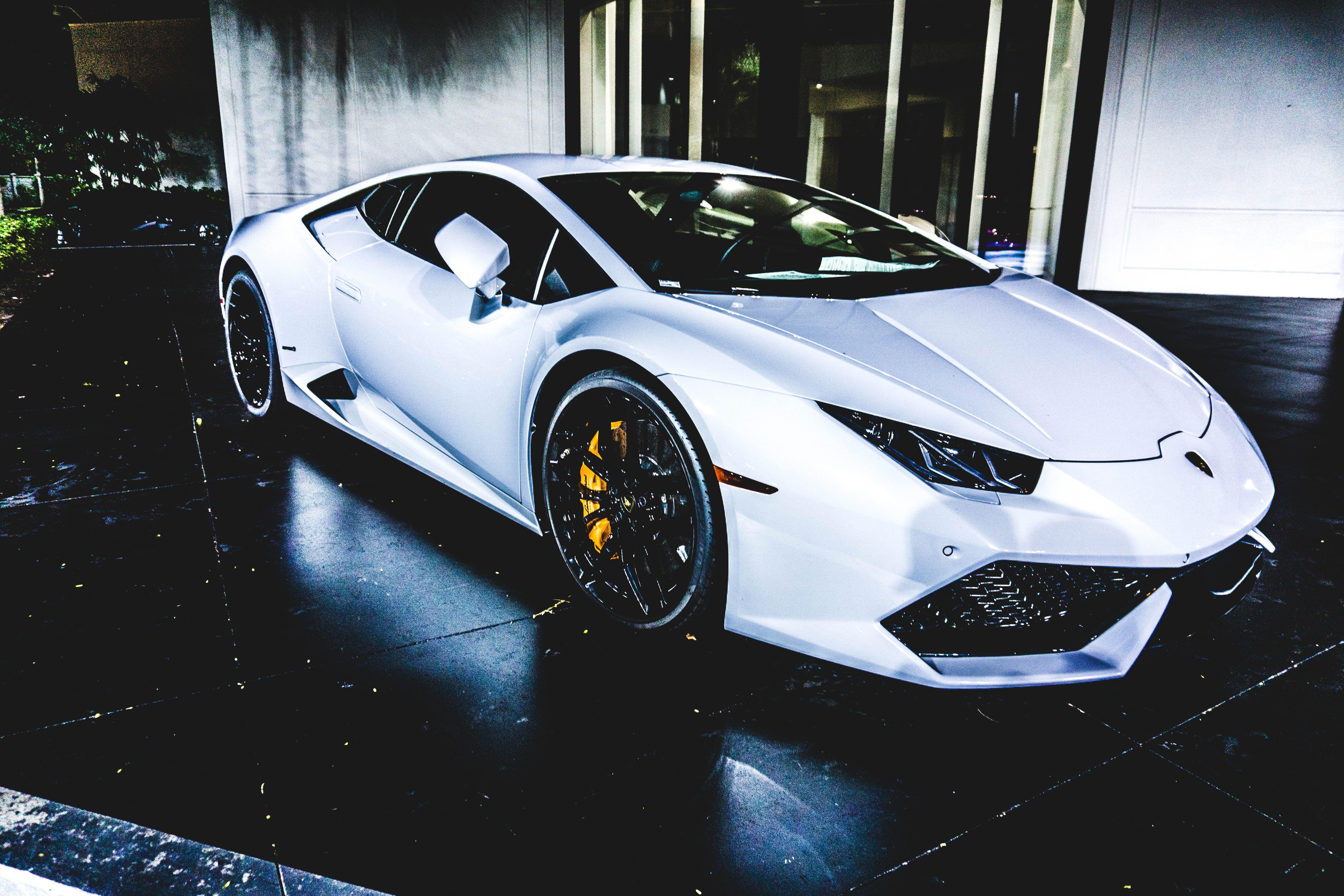 6000x4000 White Lamborghini sports car HD wallpaper