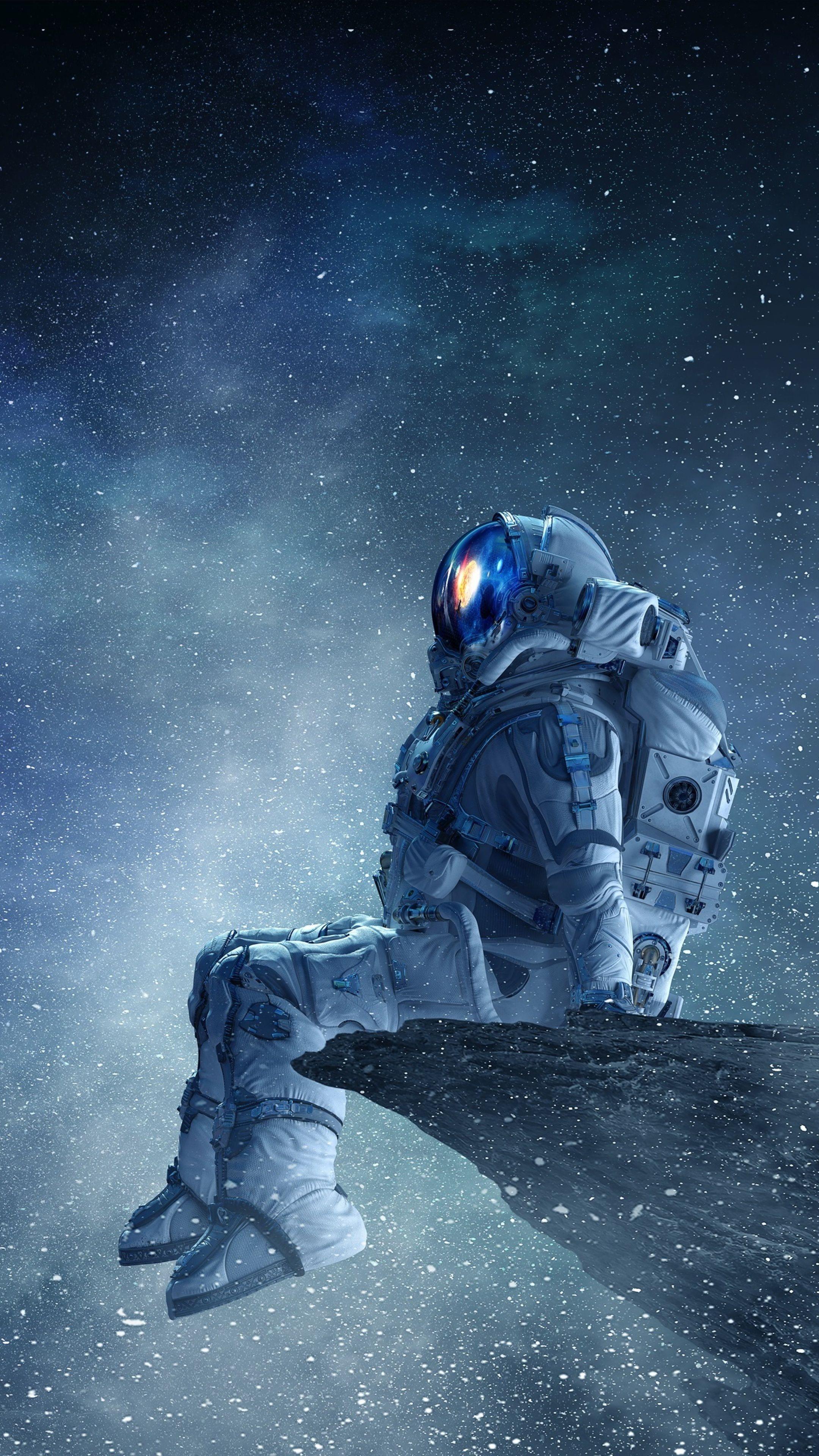 2160x3840 Trippy Galaxy Astronaut Wallpaper