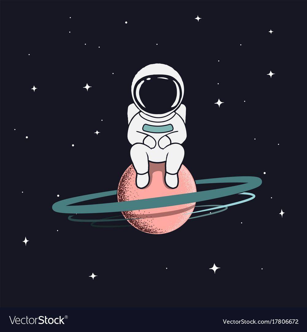 1000x1080 Astronaut sits on saturn Royalty Free Vector Image, #AD, #saturn, #sits, # Astronaut, #Royalty #AD. Astronaut art, Saturn art, Space drawings