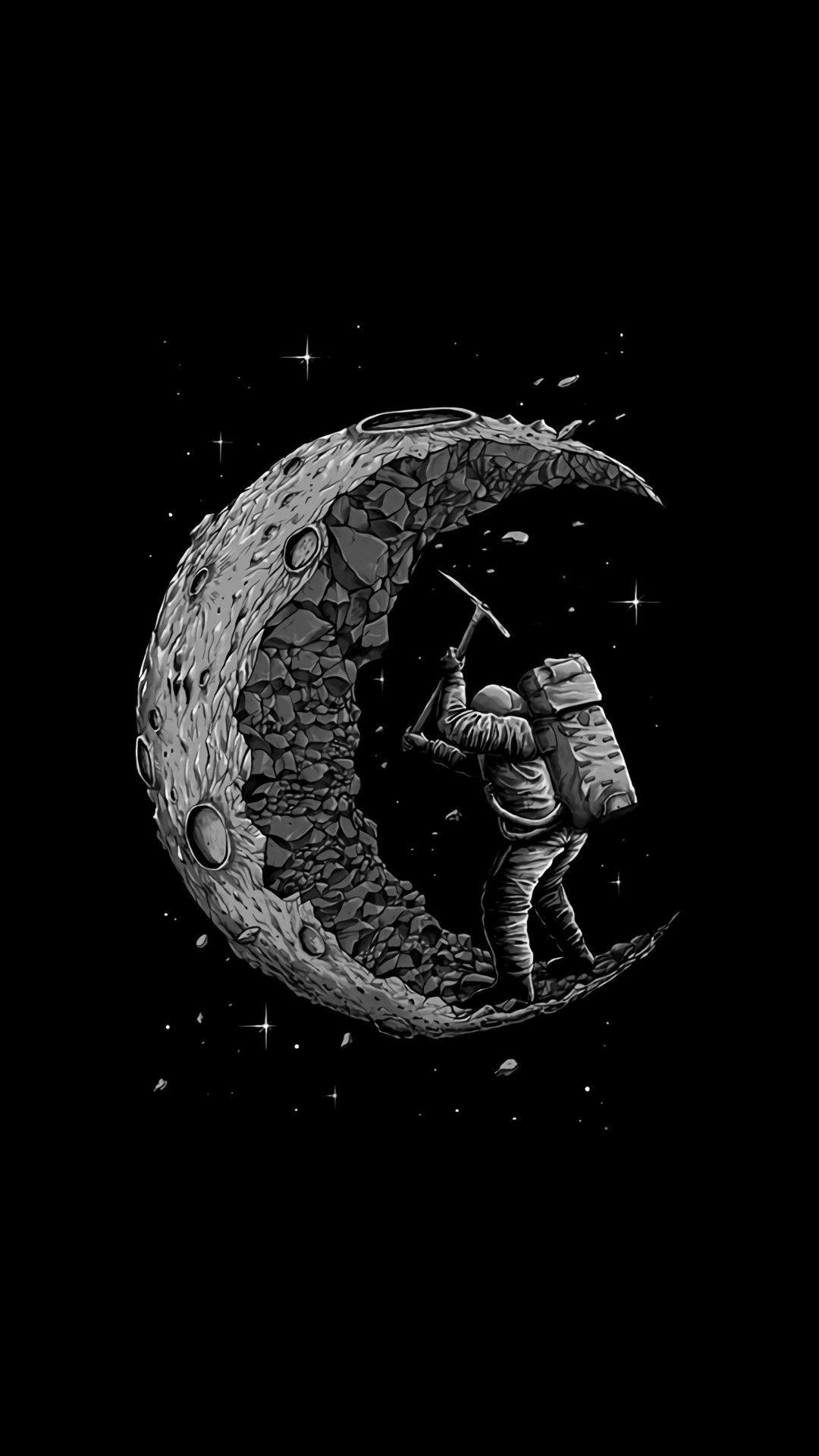 1080x1920 moon mining. Wallpaper space, Astronaut wallpaper, Space art