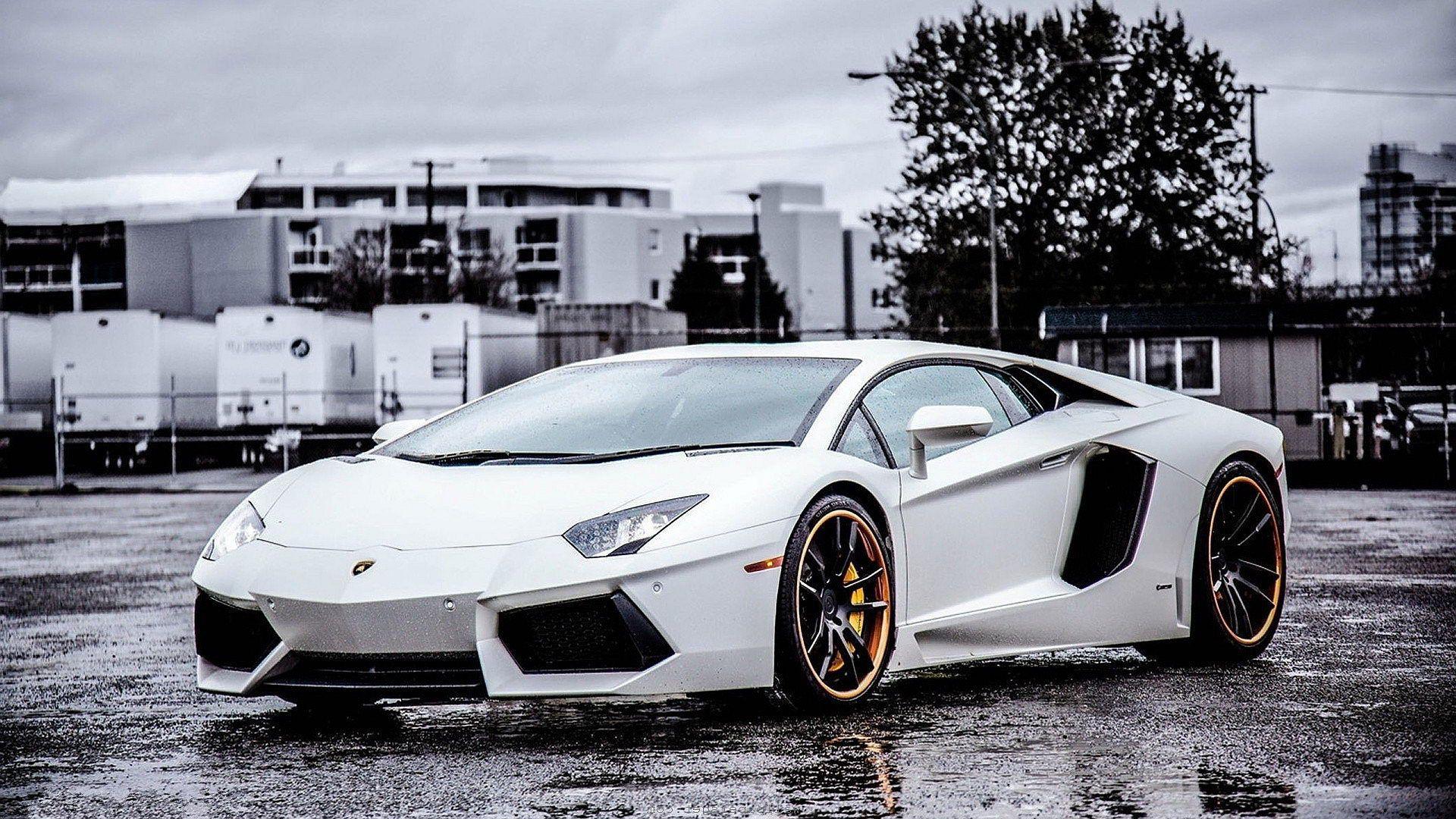 1920x1080 White Lamborghini Aventador HD Sport Car Photo Wallpaper