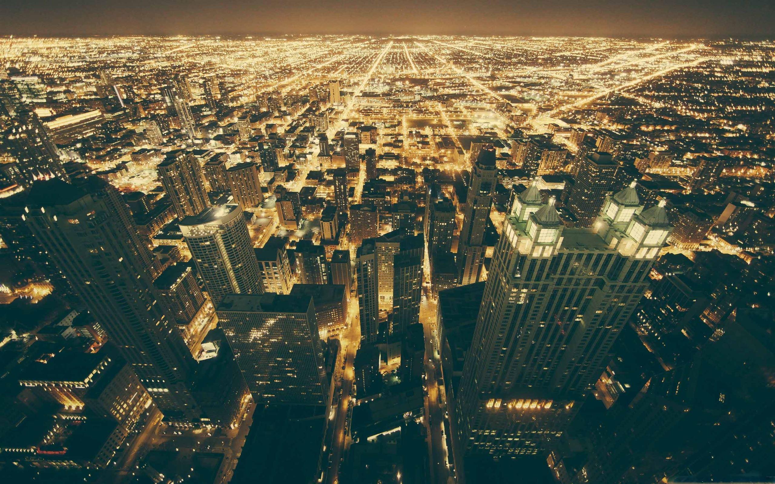2560x1600 Chicago Night Lights MacBook Air Wallpaper Download