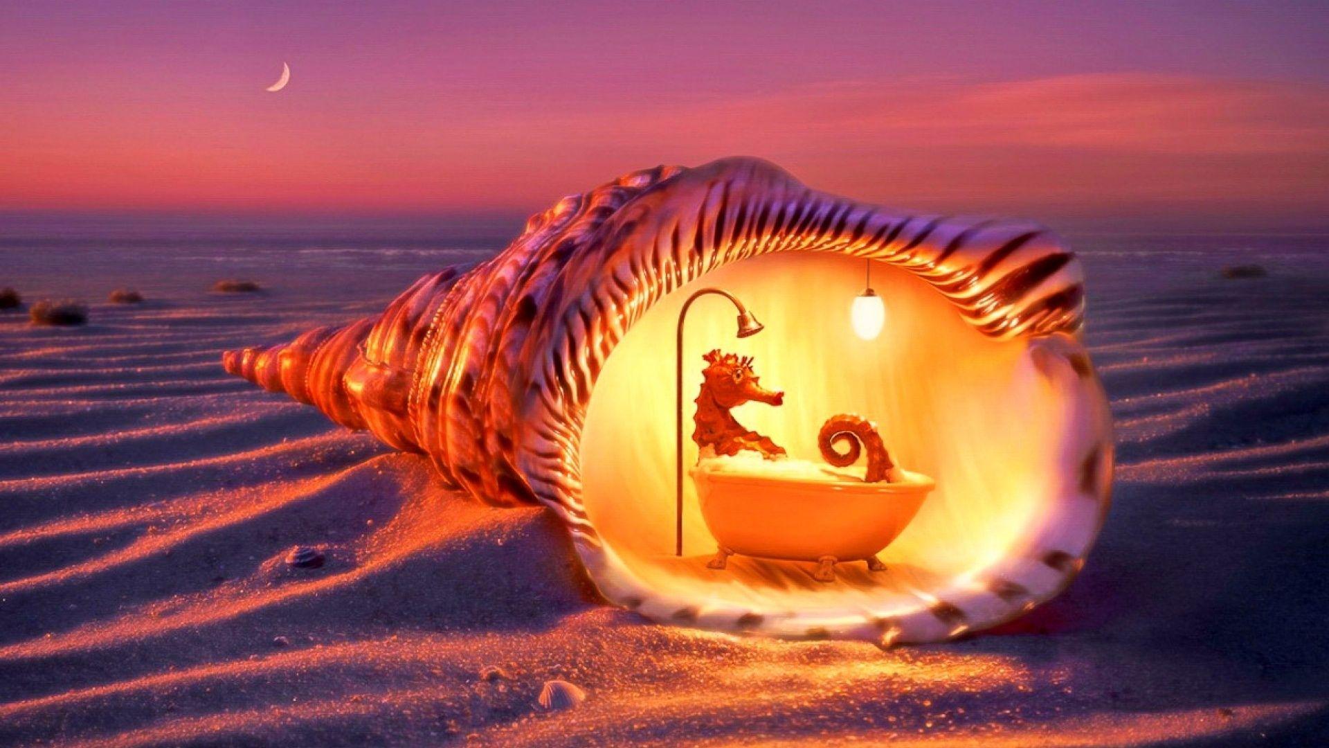 1920x1080 Sea Horse Relaxing Bath desktop PC and Mac wallpaper
