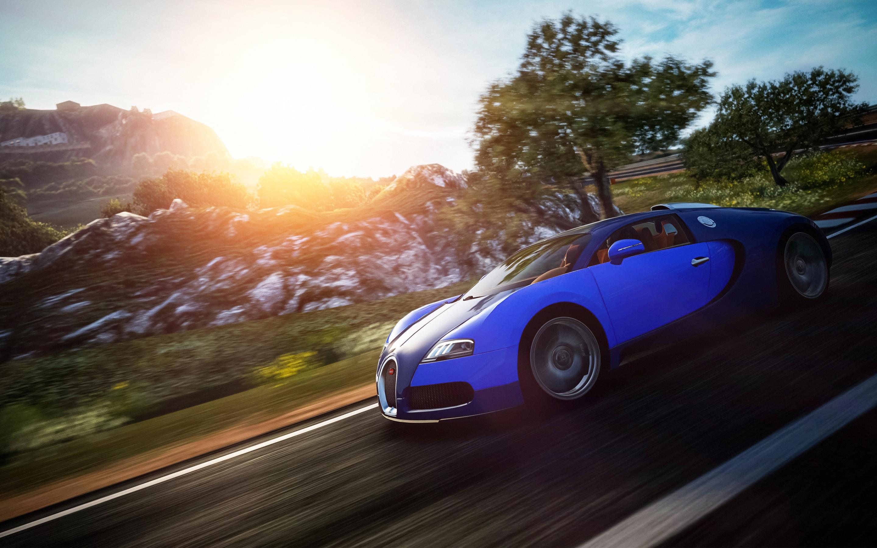2880x1800 Blue Bugatti Veyron in Gran Turismo 6 HD desktop wallpaper