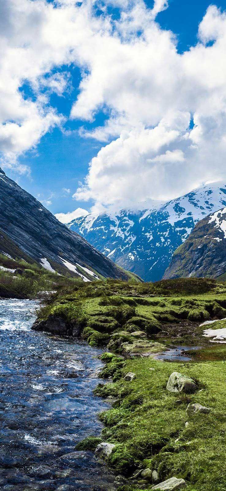 738x1600 iPhone Pro Wallpaper Mountain river in norway wallpaper HD. Norway wallpaper, iPhone 11 wallpaper dark, Norway landscape