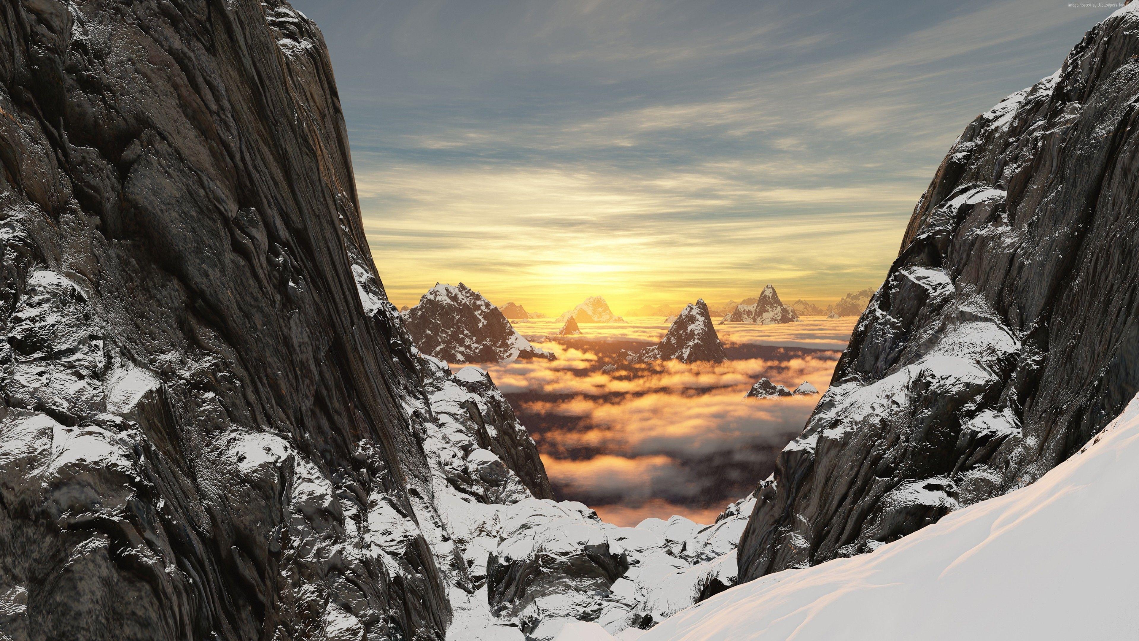3840x2160 Wallpaper Mountain, Snow Rock, High Altitude, 4K, Nature Wallpaper Download Resolution 4K Wallpaper