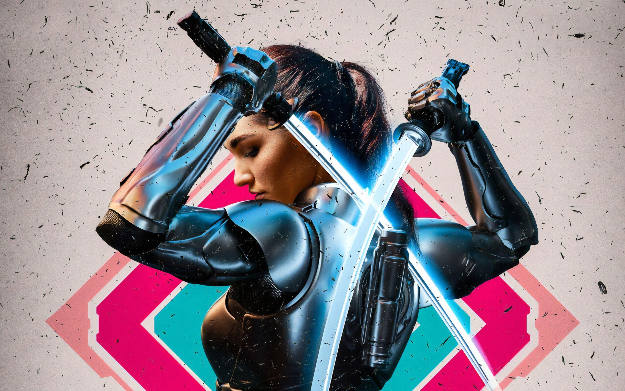 2560x1600 Wallpaper Of Armor, Sword, Woman, Cyberpunk, Retro Girl HD Wallpaper & Background Download