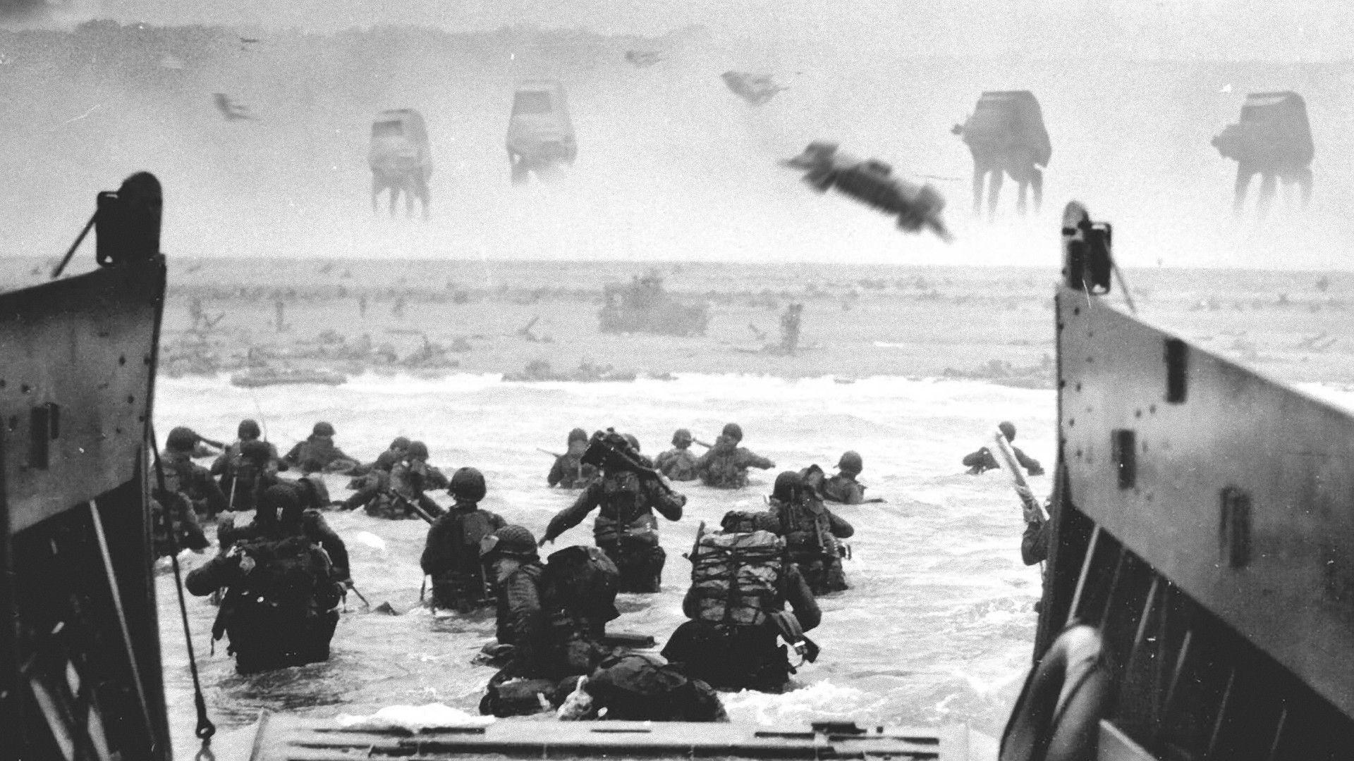 1920x1080 Normandy Invasion Vs Star Wars At At Walkers HD Wallpaper