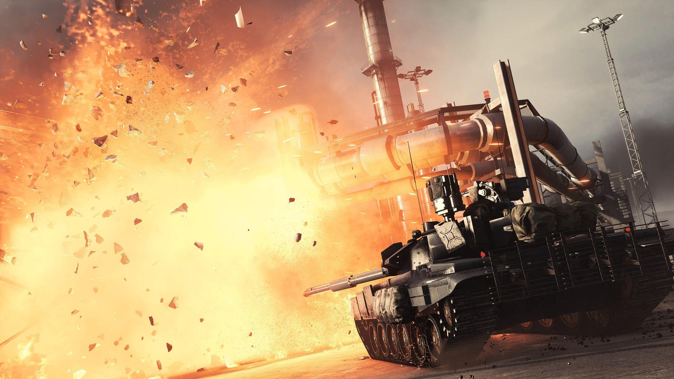 2560x1440 Wallpaper Battlefield 4 Tanks Explosions Russian 3D 2560x1440