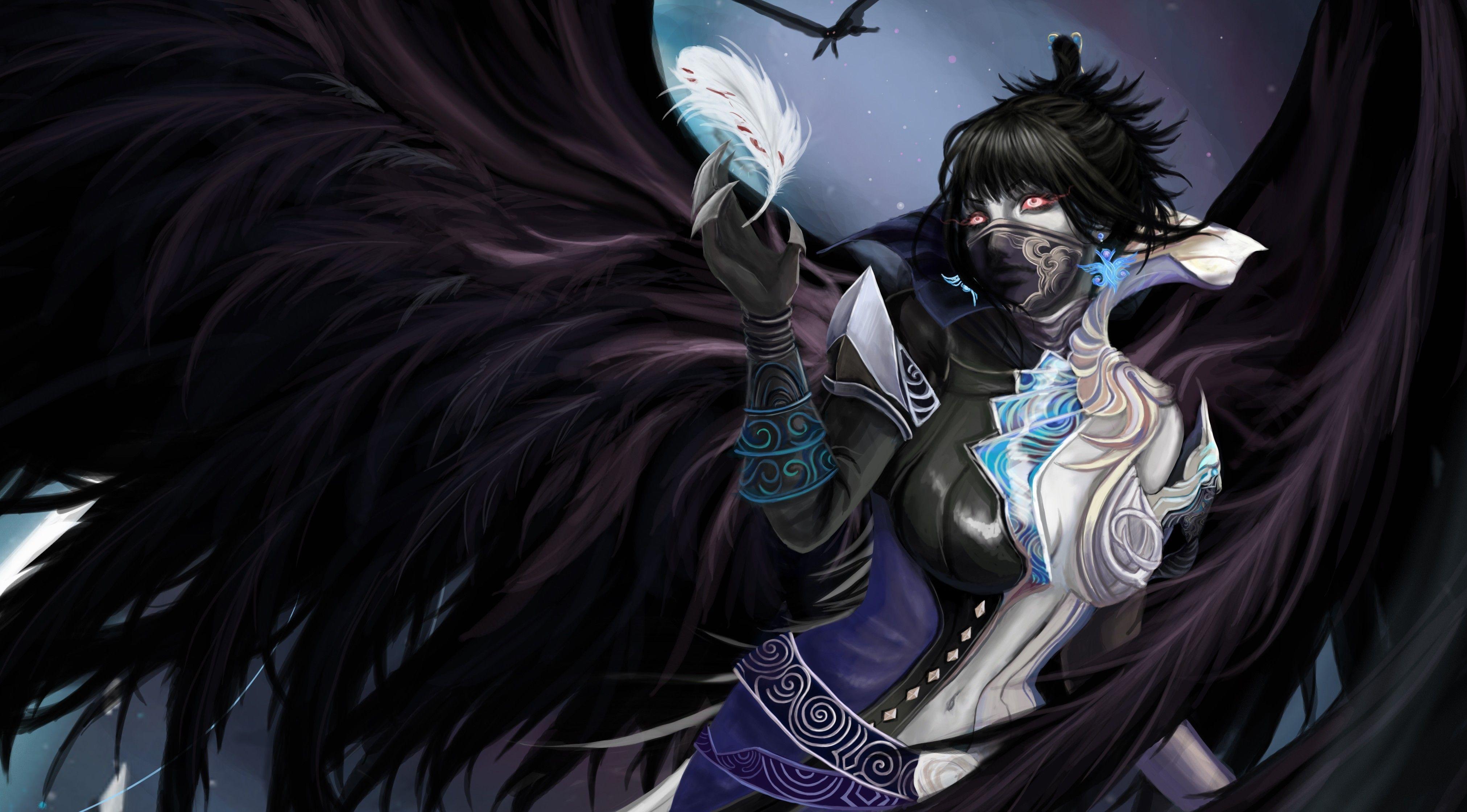 4046x2241 Angels Wings Fantasy Girls angel gothic mask dark demon wallpaperx2241