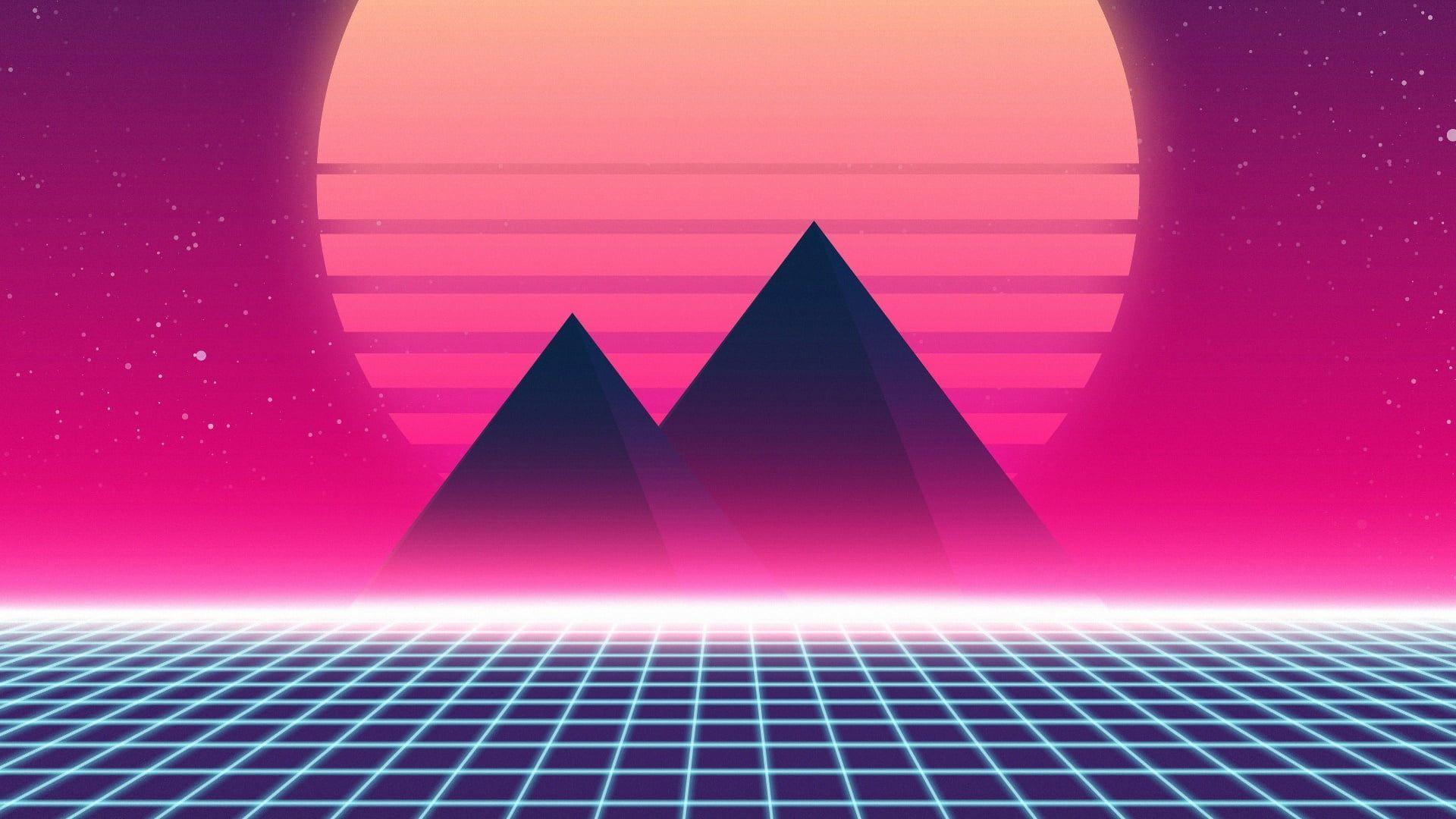 1920x1080 pyramid digital art #Retrowave #synthwave #neon P #wallpaper #hdwallpaper #desktop. Abstract wallpaper, Abstract, Neon wallpaper