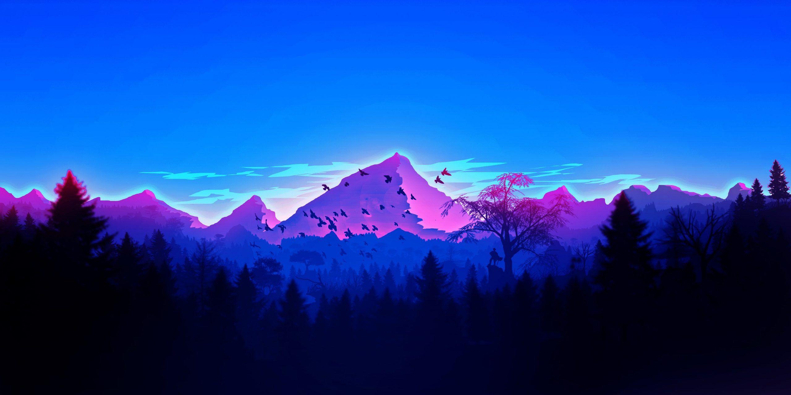 2560x1280 wallpaper artwork, landscape, mountains .
