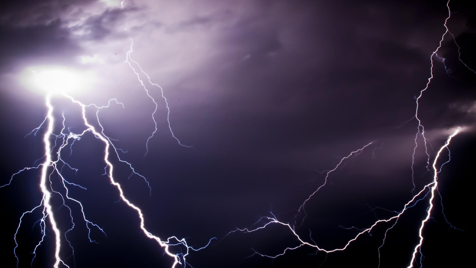 1920x1080 Nature purple lightning bolts two wallpaper