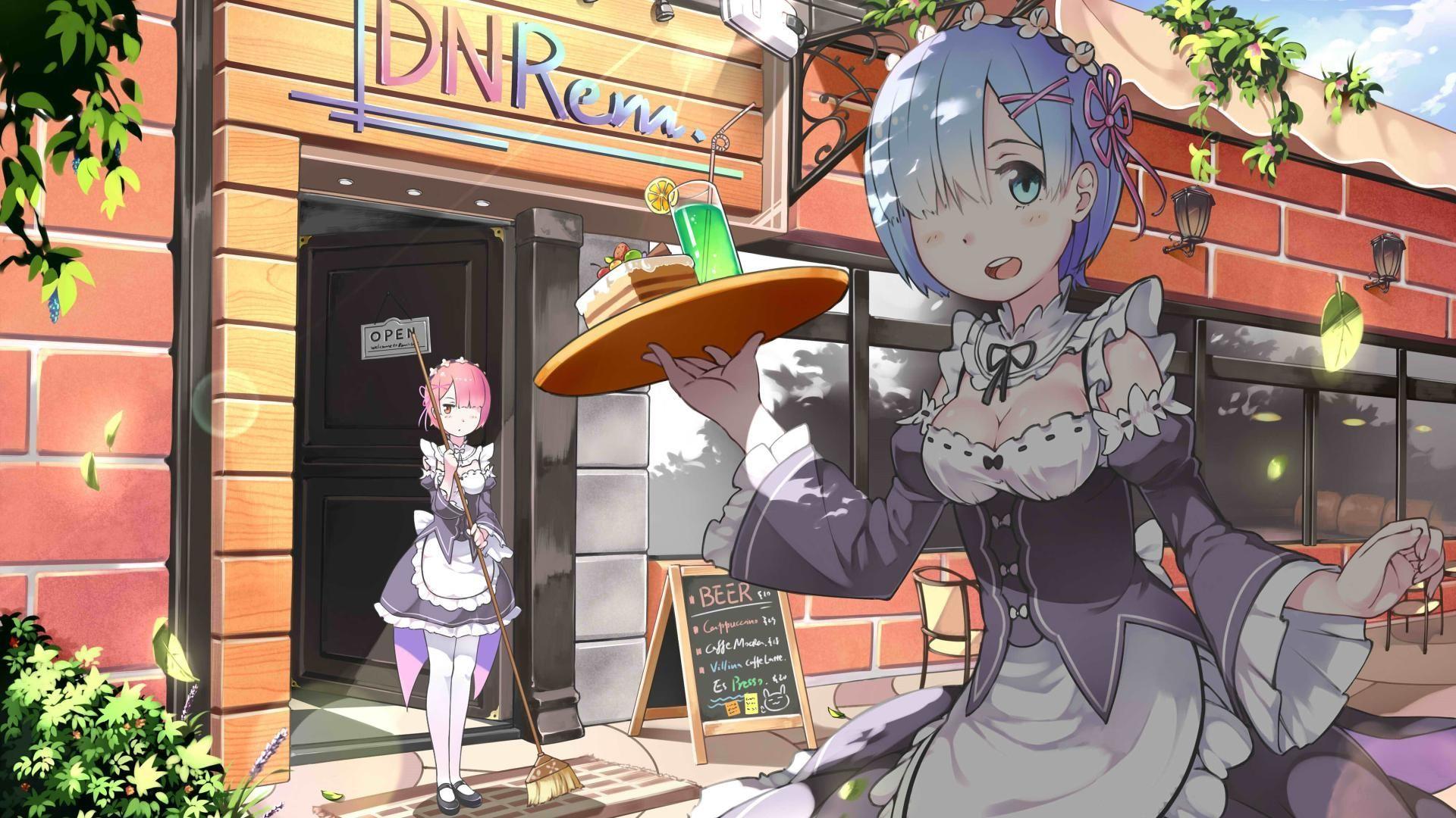 1920x1080 Anime Cafe Wallpaper