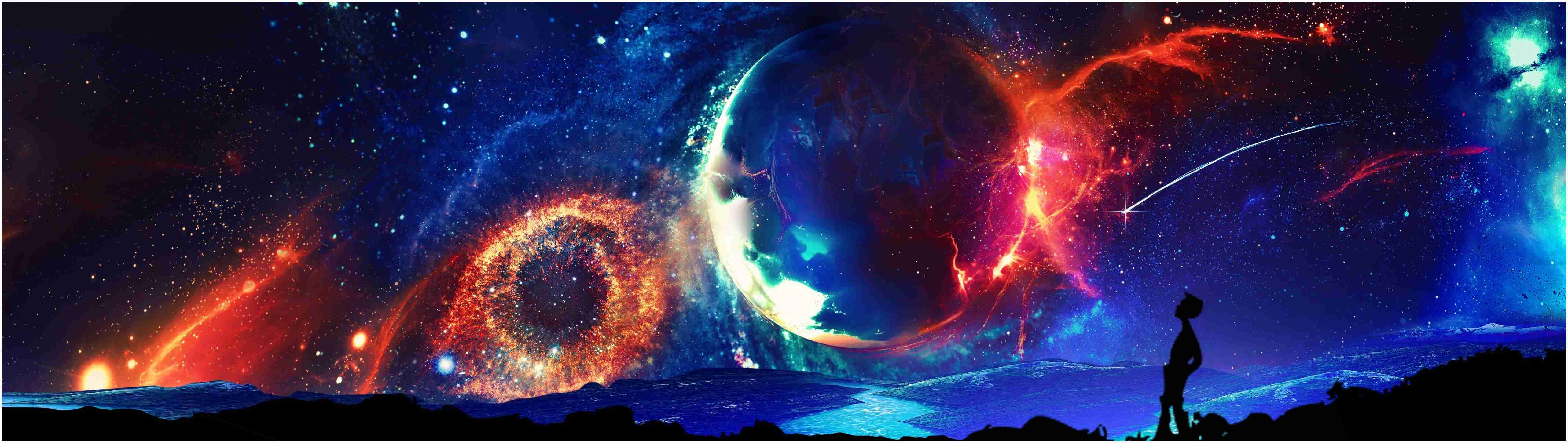 5131x1451 Galaxy Dual Monitor Wallpaper HD